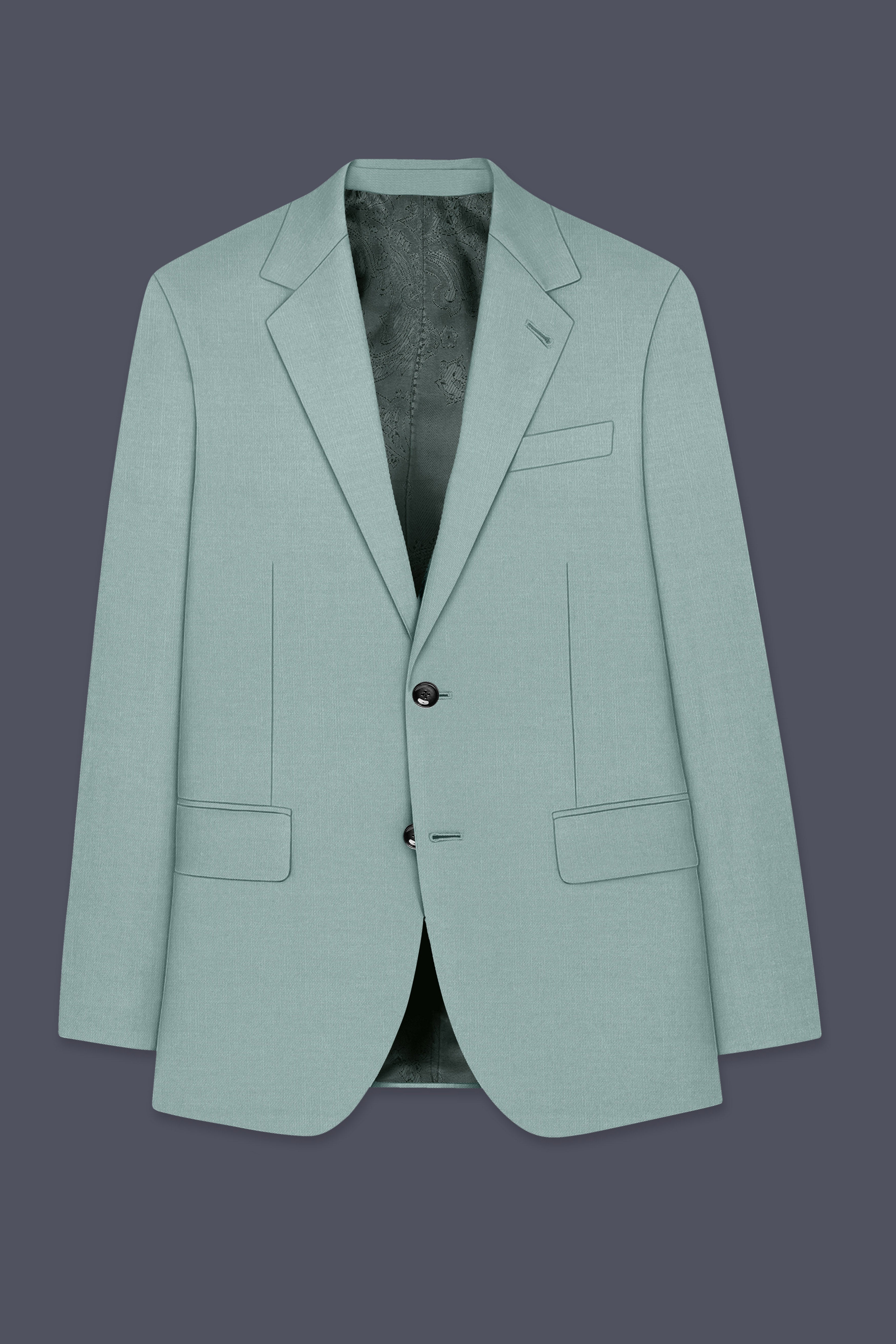 Tropic-Cadet Green Wool Rich Slight Stretch Single Breasted Suit