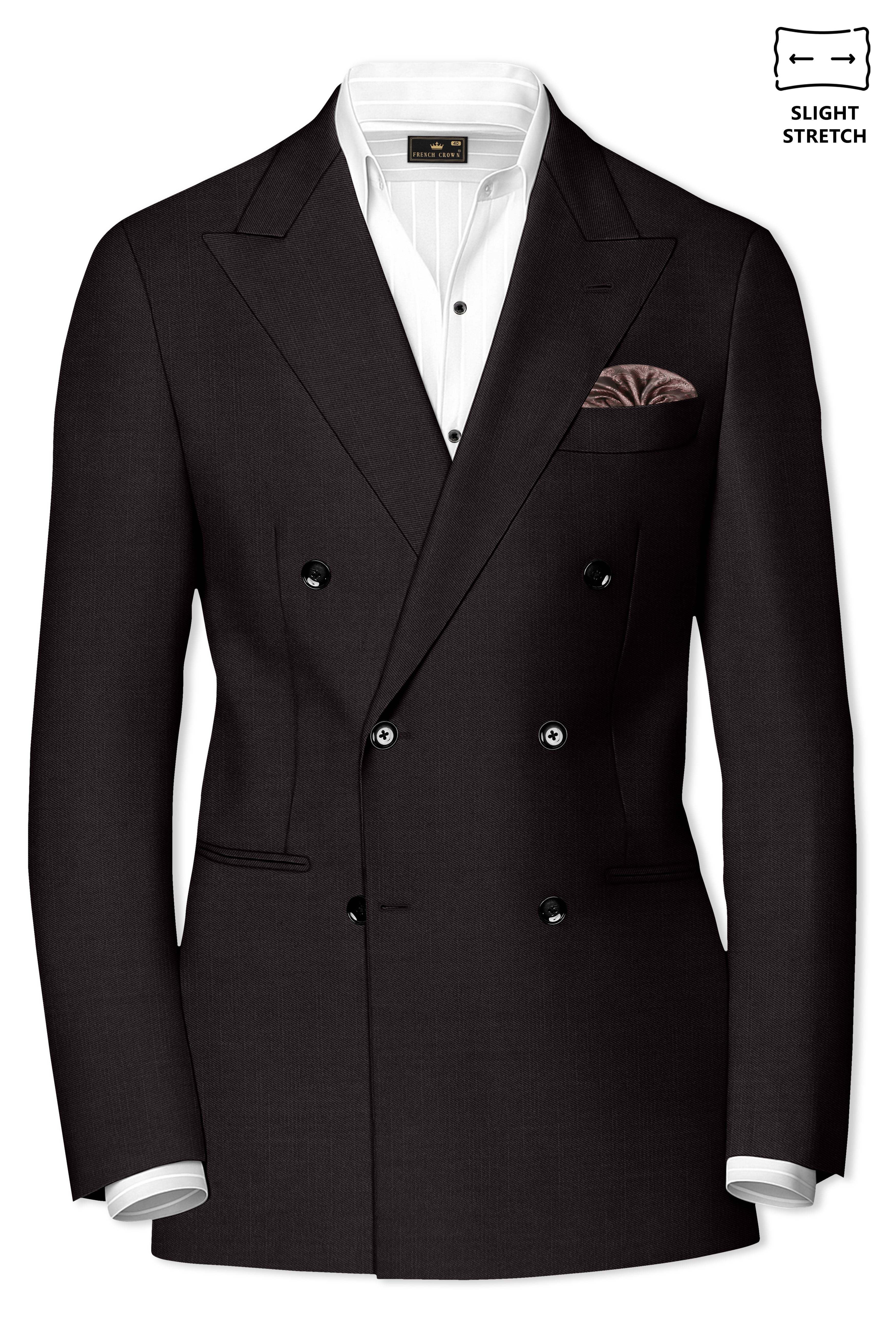 Umbero-Eclipse Brown Wool Rich Slight Stretch Double Breasted Suit