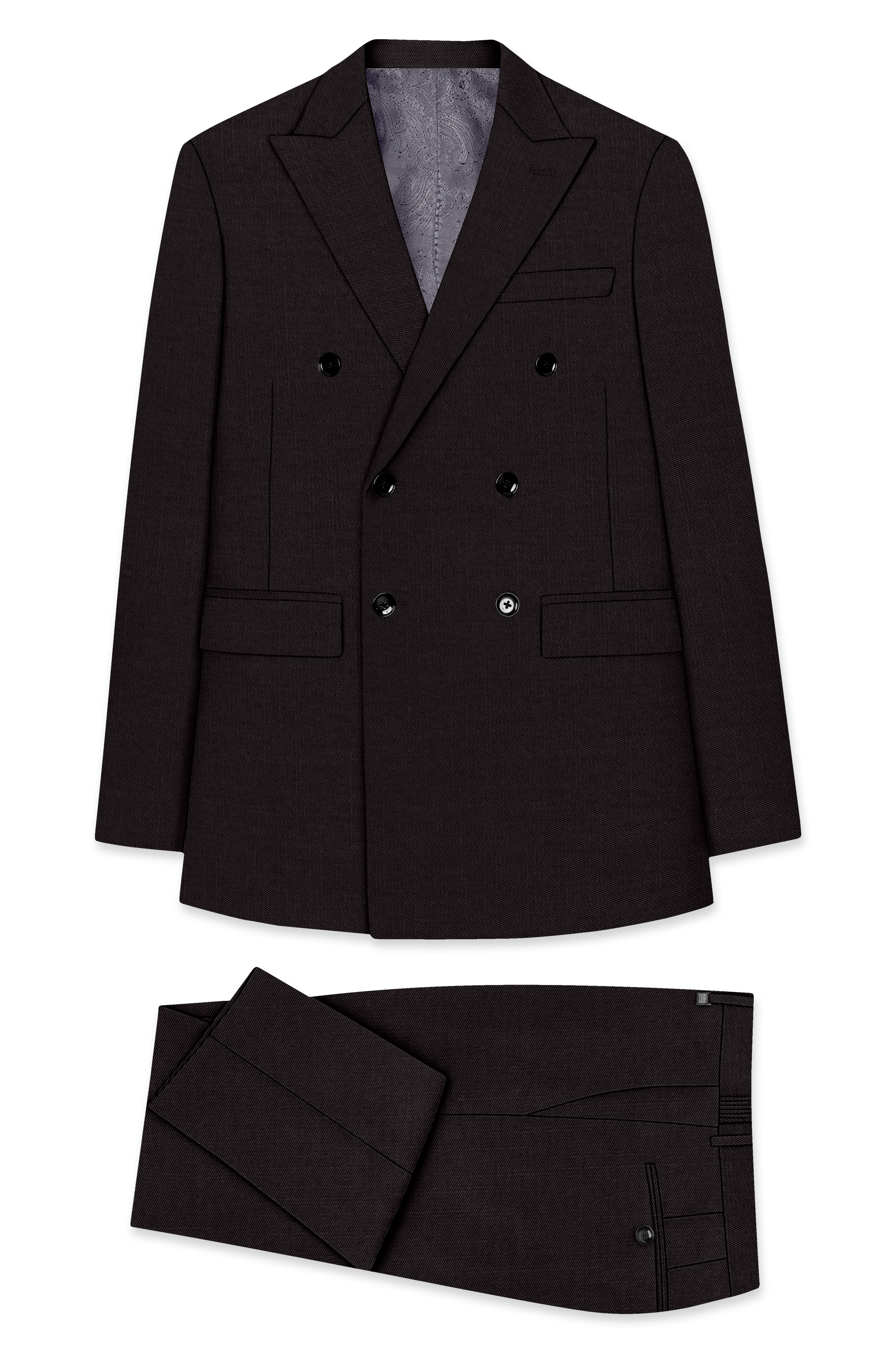 Umbero-Eclipse Brown Wool Rich Slight Stretch Double Breasted Suit