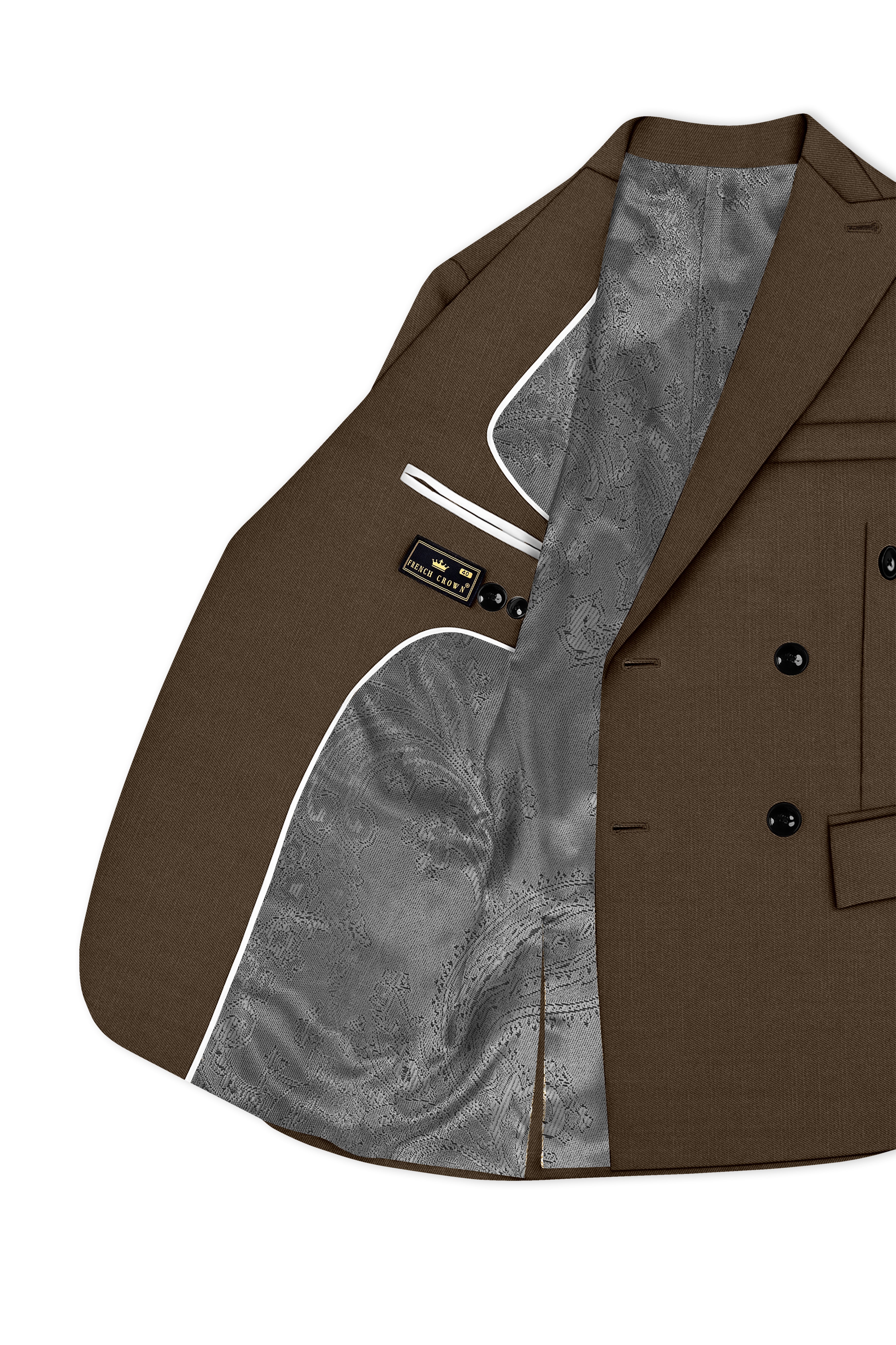 Terrano-Mocha Brown Wool Rich Slight Stretch Double Breasted Suit
