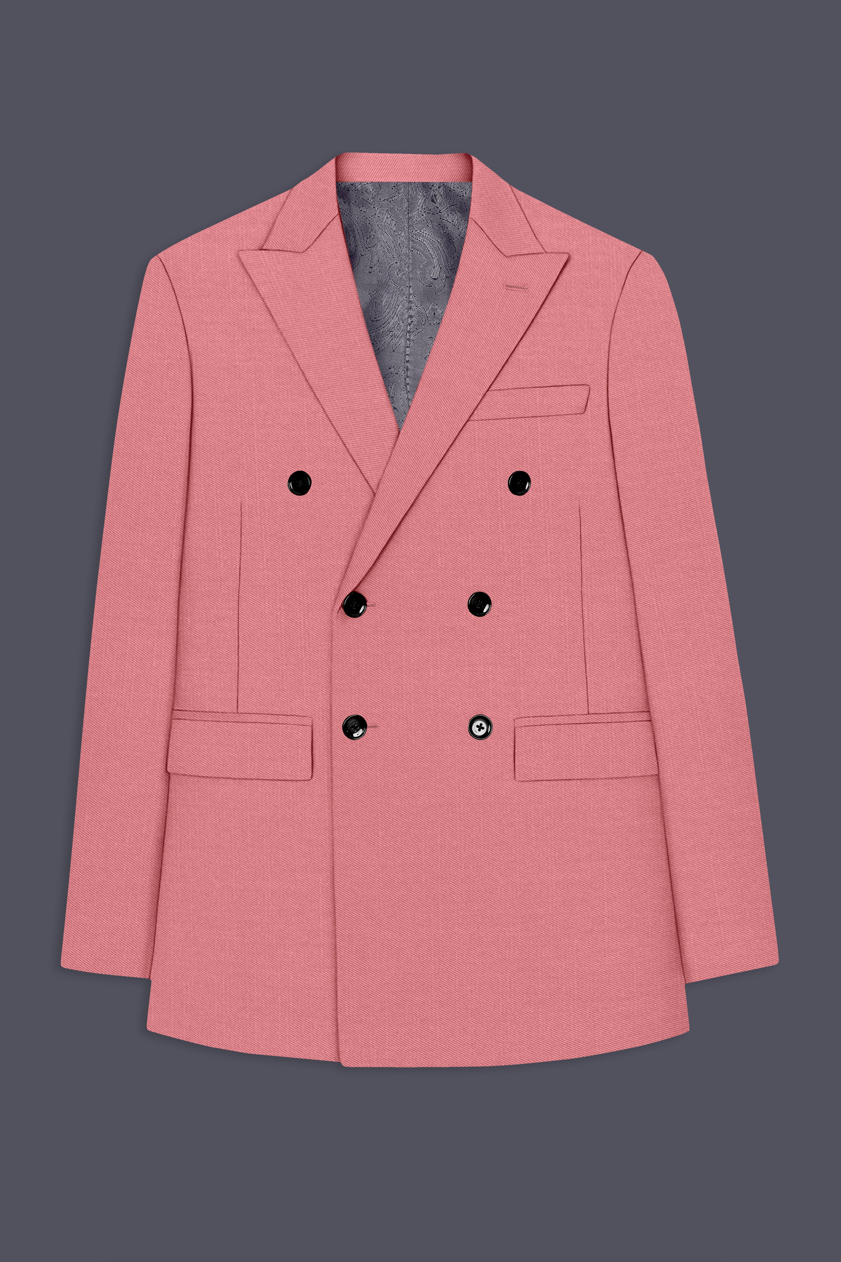 Solaro-Coral Orange Wool Rich Slight Stretch Double Breasted Suit