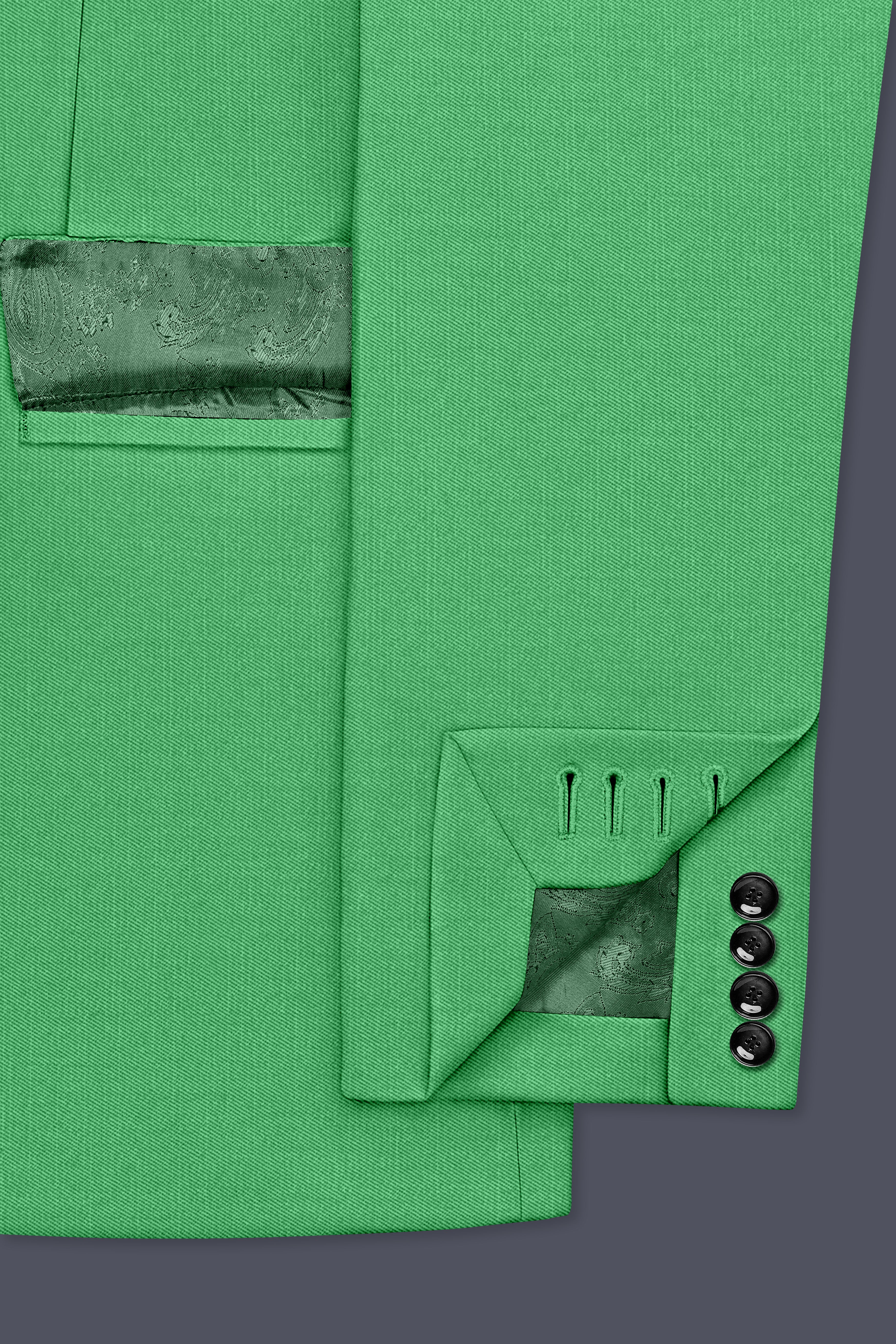 Baron-Chateau Green Wool Rich Slight Stretch Double Breasted Suit