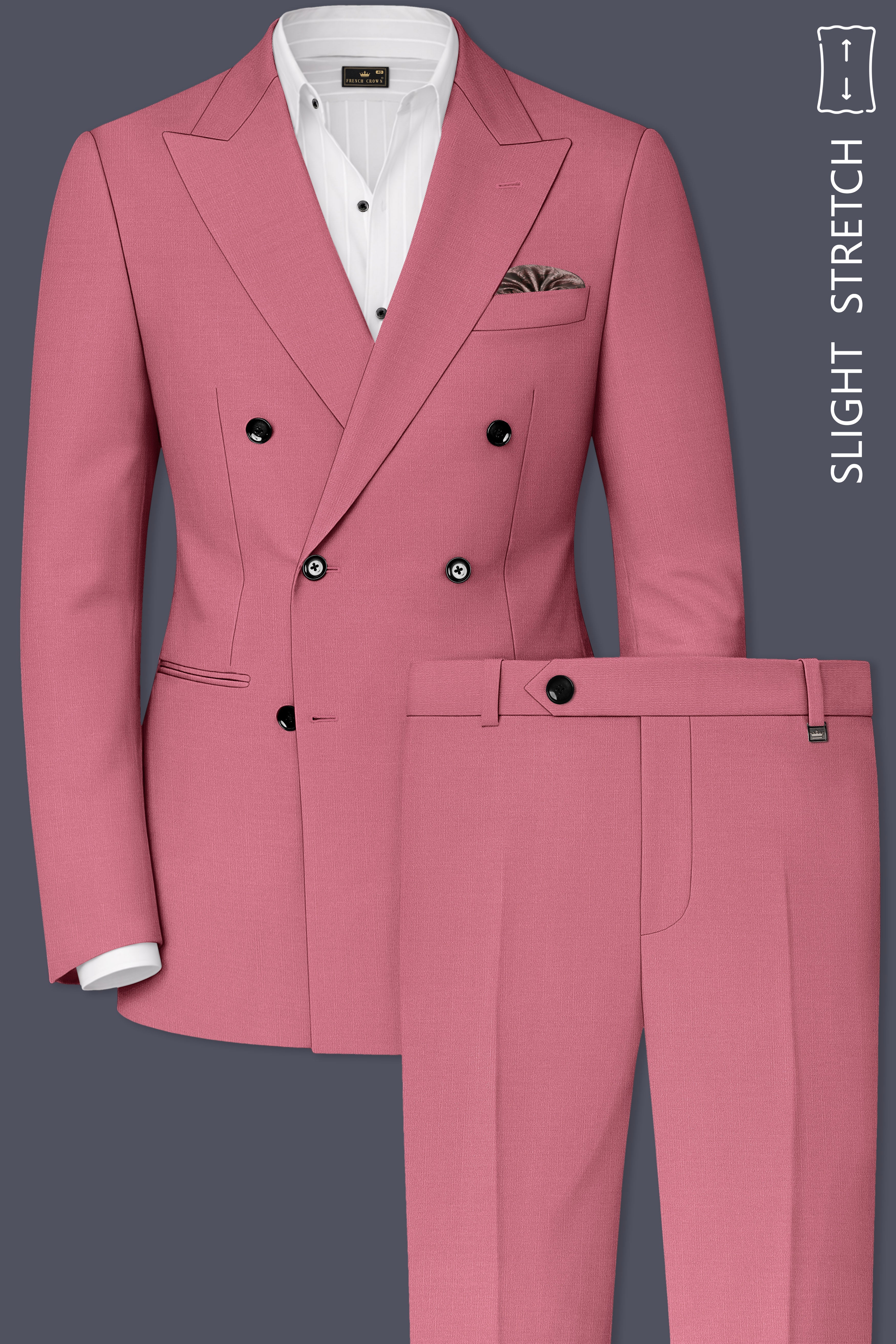Soleil-Peach Wool Rich Slight Stretch Double Breasted Suit