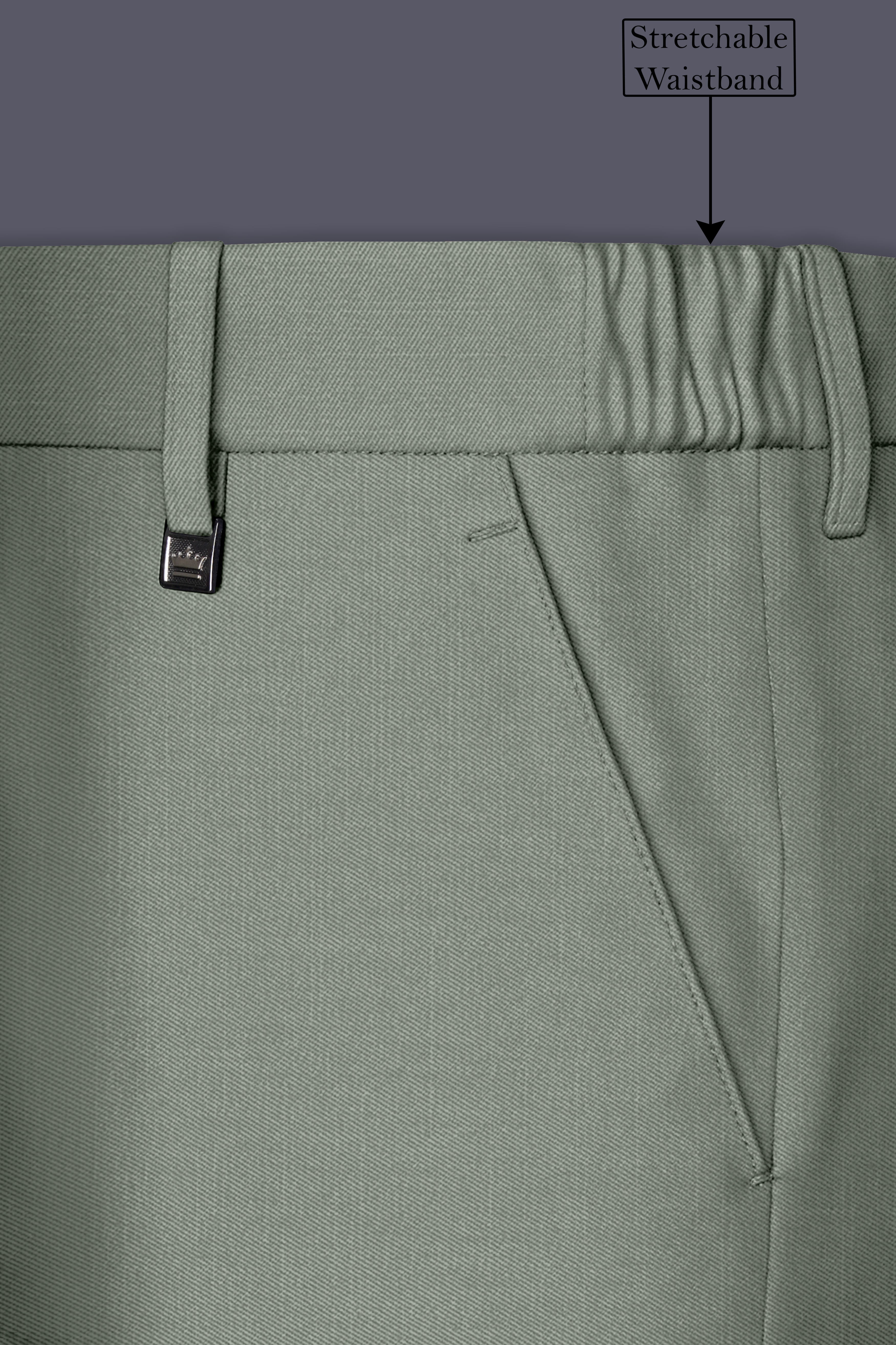 Sage-Smokey Green Wool Rich Slight Stretch Double Breasted Suit