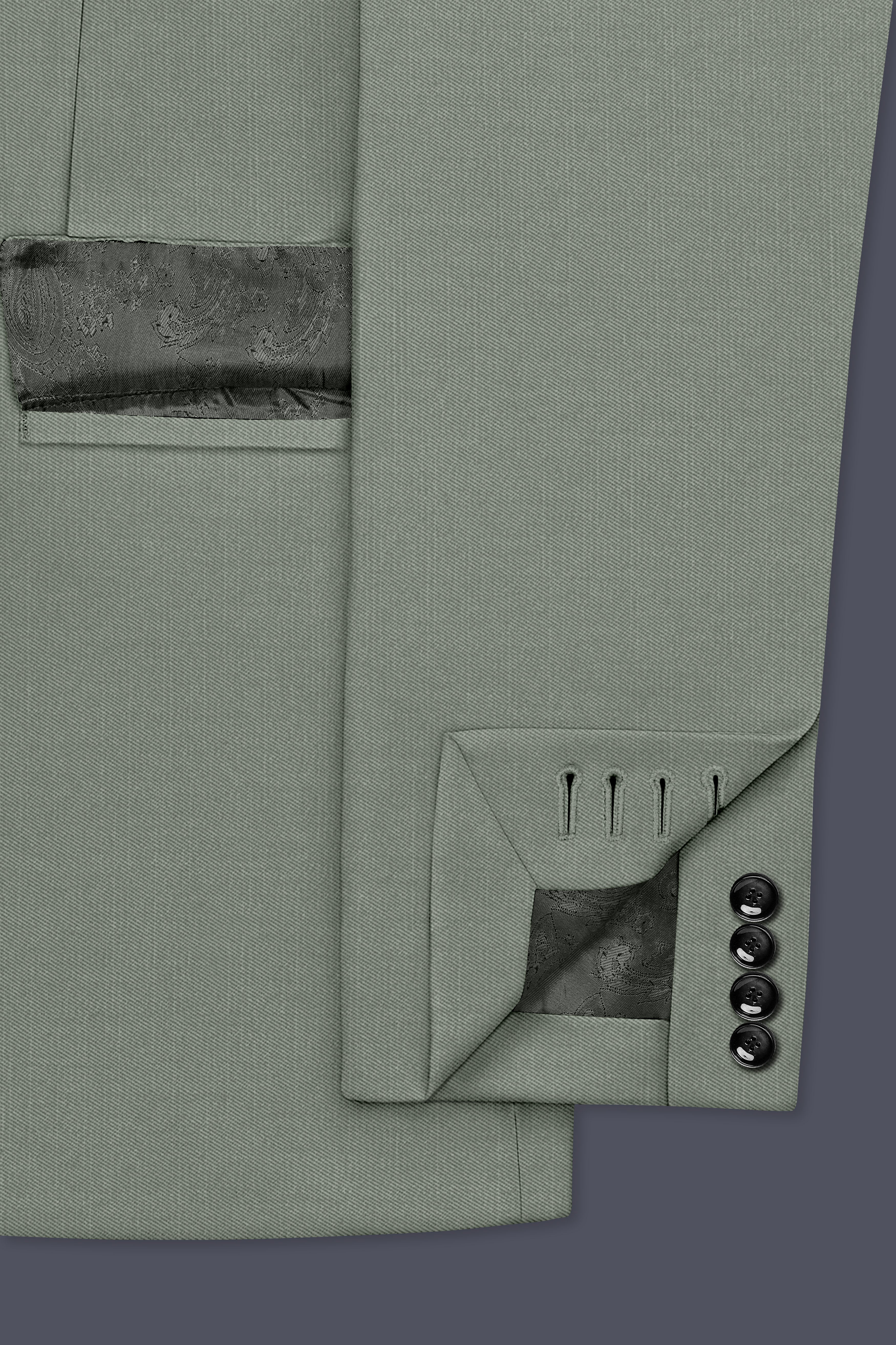 Sage-Smokey Green Wool Rich Slight Stretch Double Breasted Suit