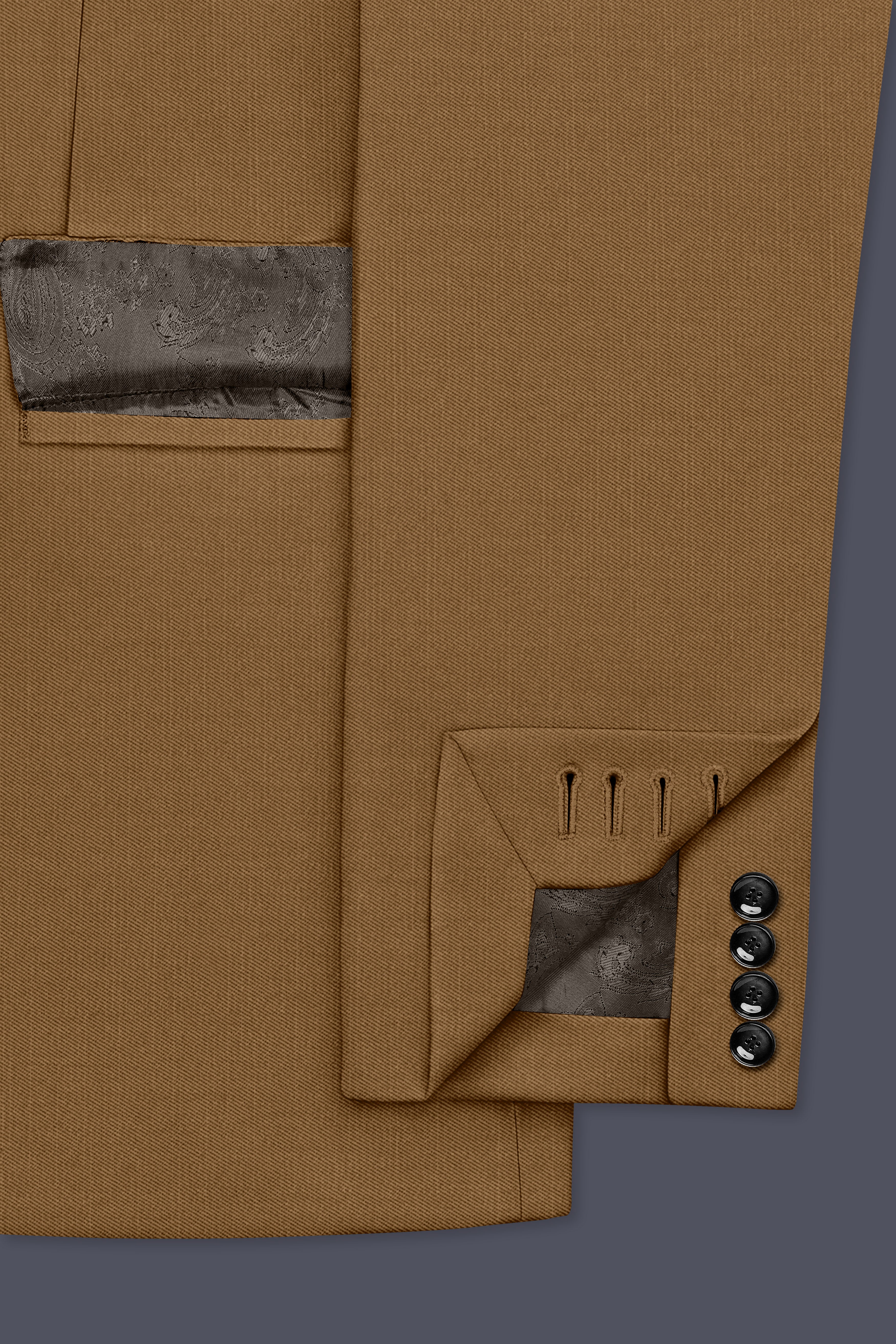 Sapphire-Potters Brown Wool Rich Slight Stretch Double Breasted Suit