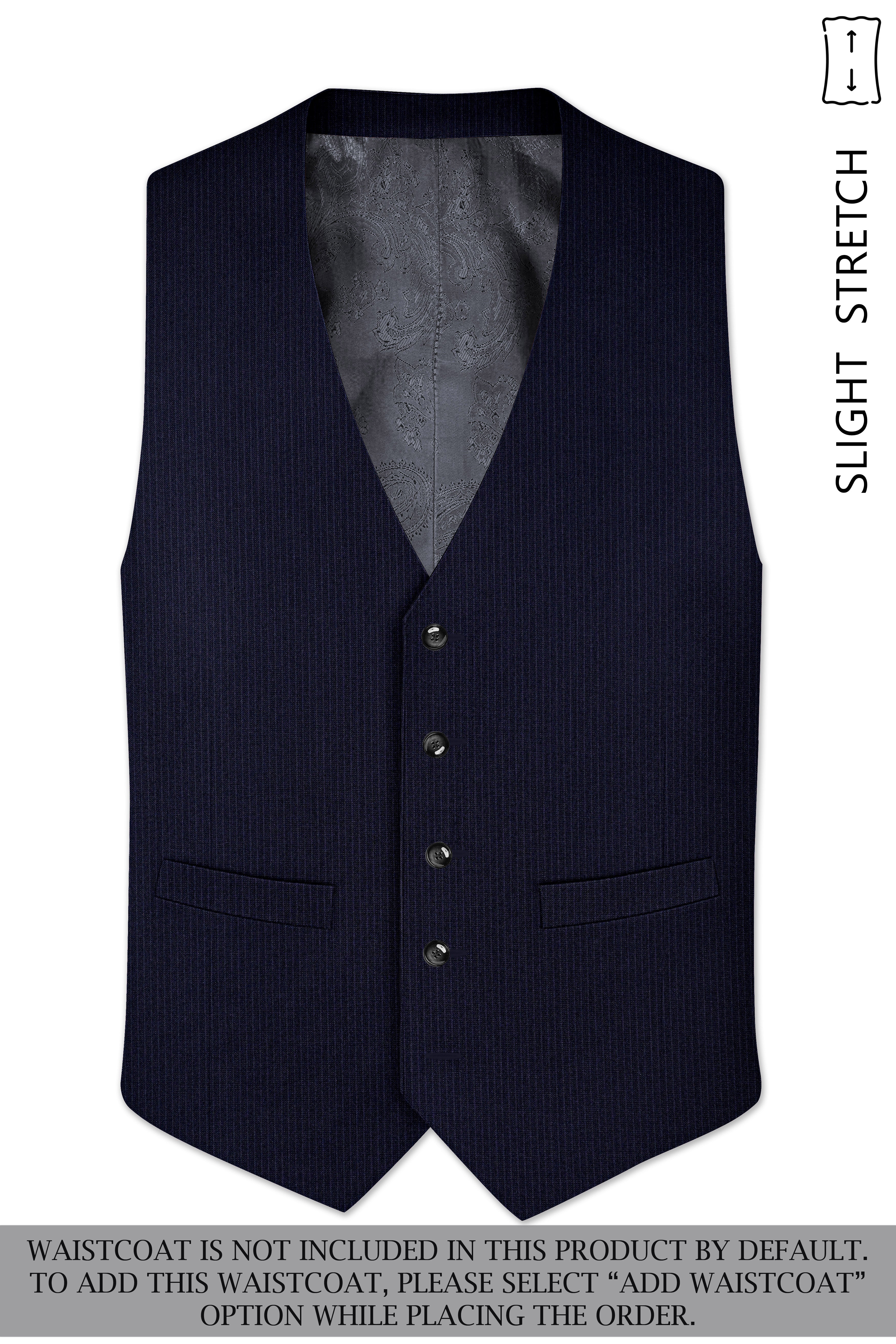Elion-Bunker Blue Pencil Striped Wool Rich Slight Stretch Single Breasted Suit