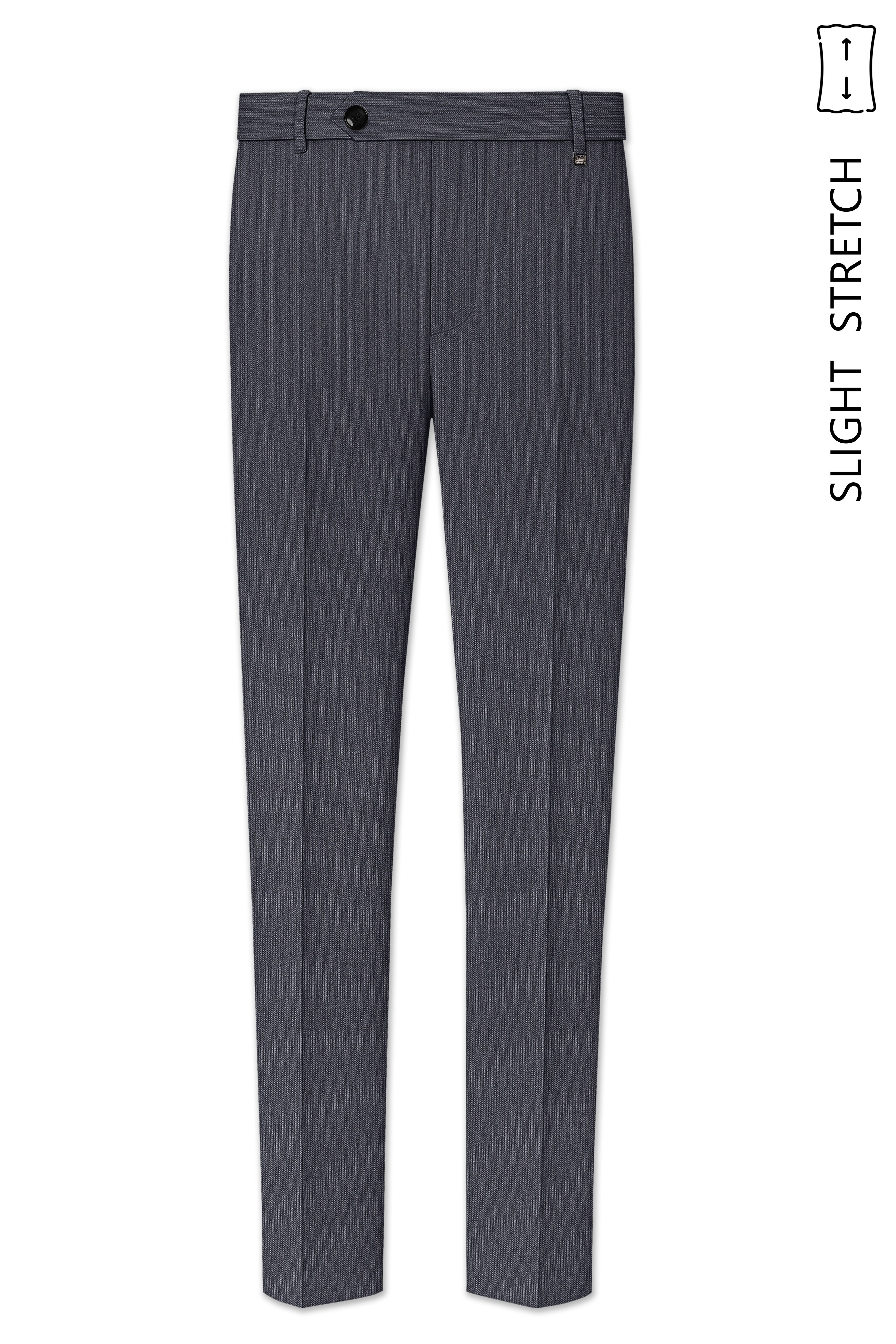 Monvex-Tuna Gray Pencil Striped Wool Rich Slight Stretch Single Breasted Suit