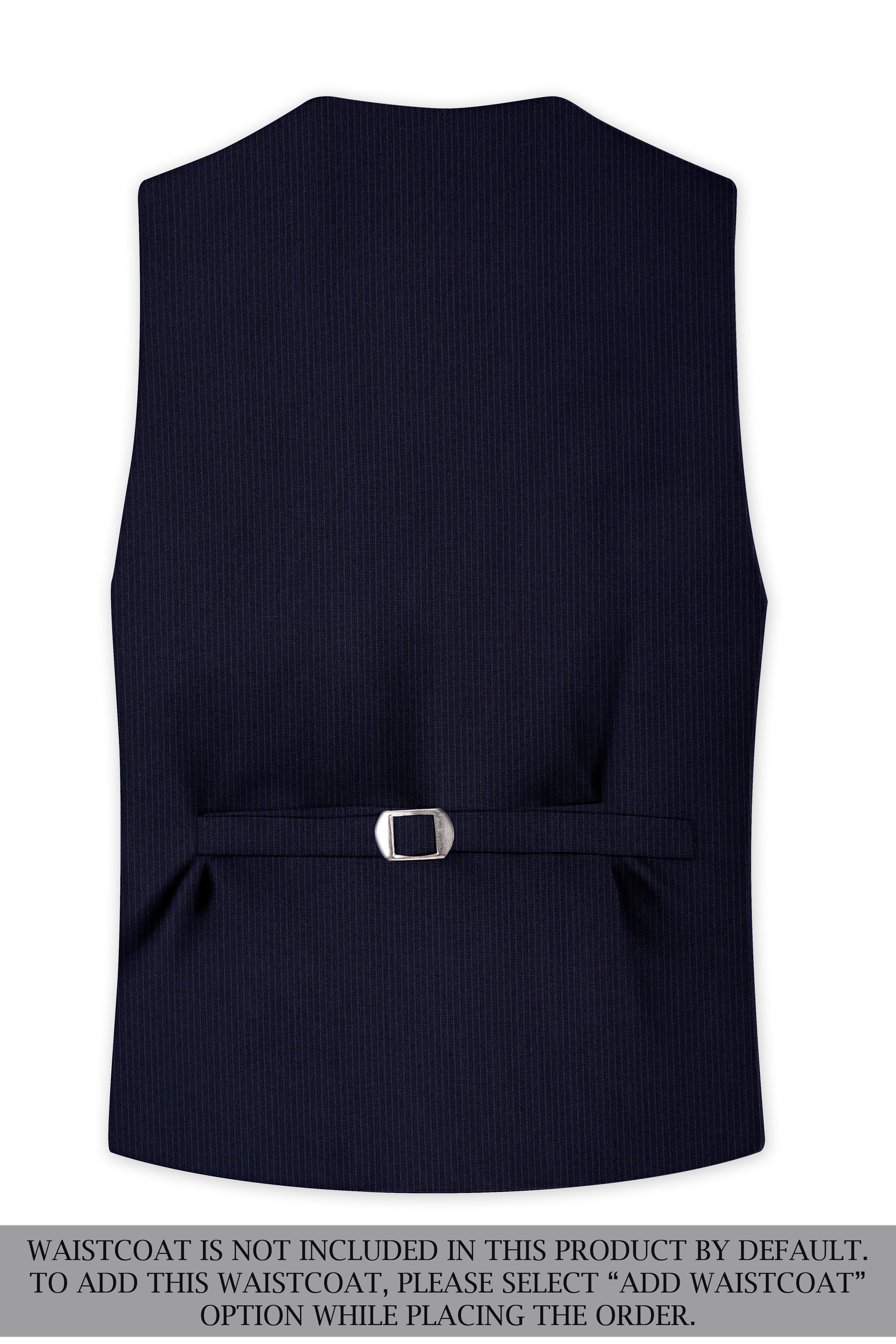 Elion-Bunker Blue Pencil Striped Wool Rich Slight Stretch Double Breasted Suit