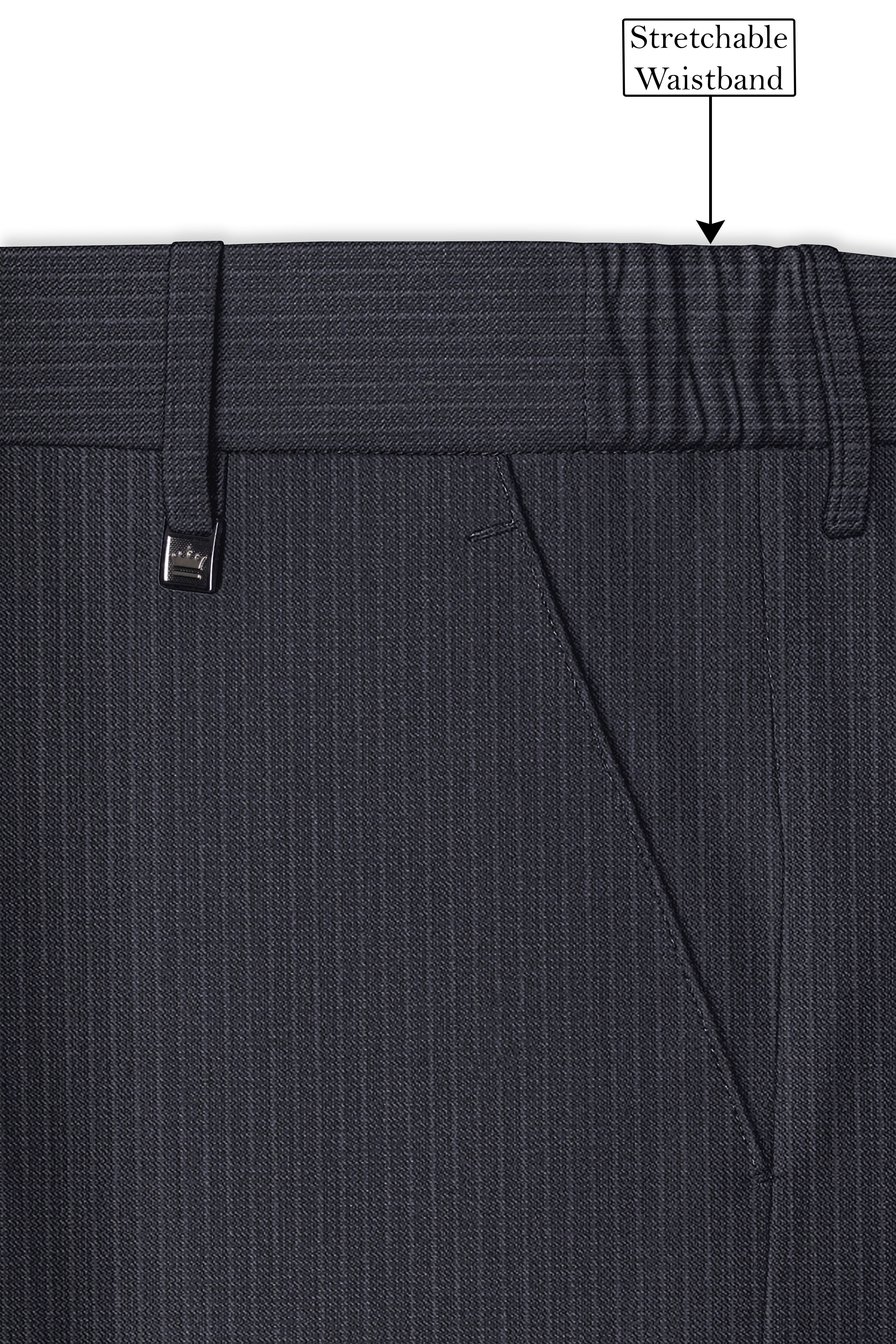 Monvex-Tuna Gray Pencil Striped Wool Rich Bandhgala Slight Stretch Suit
