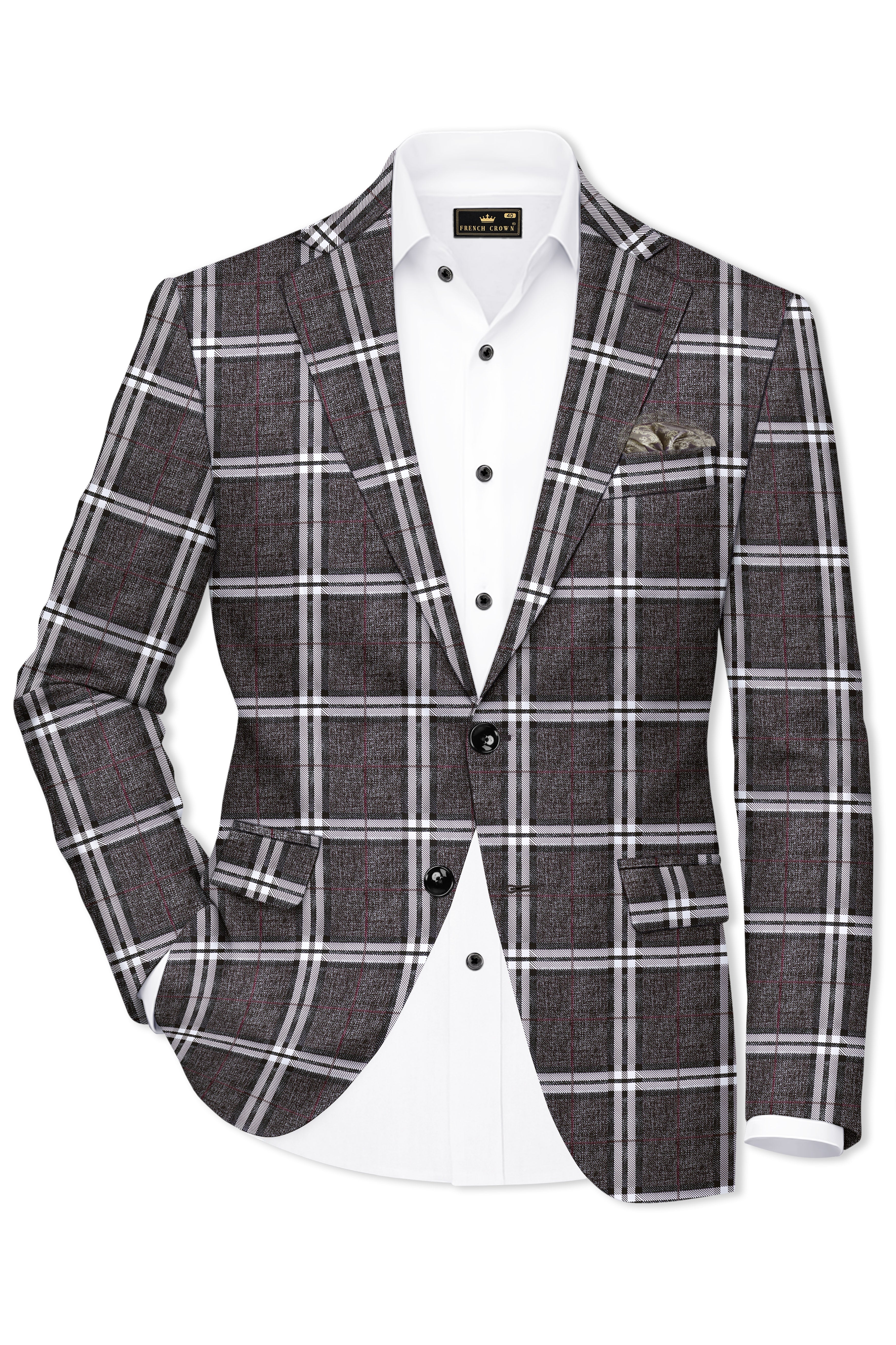 Axiom-Granite Gray Plaid Wool Rich Single Breasted Suit