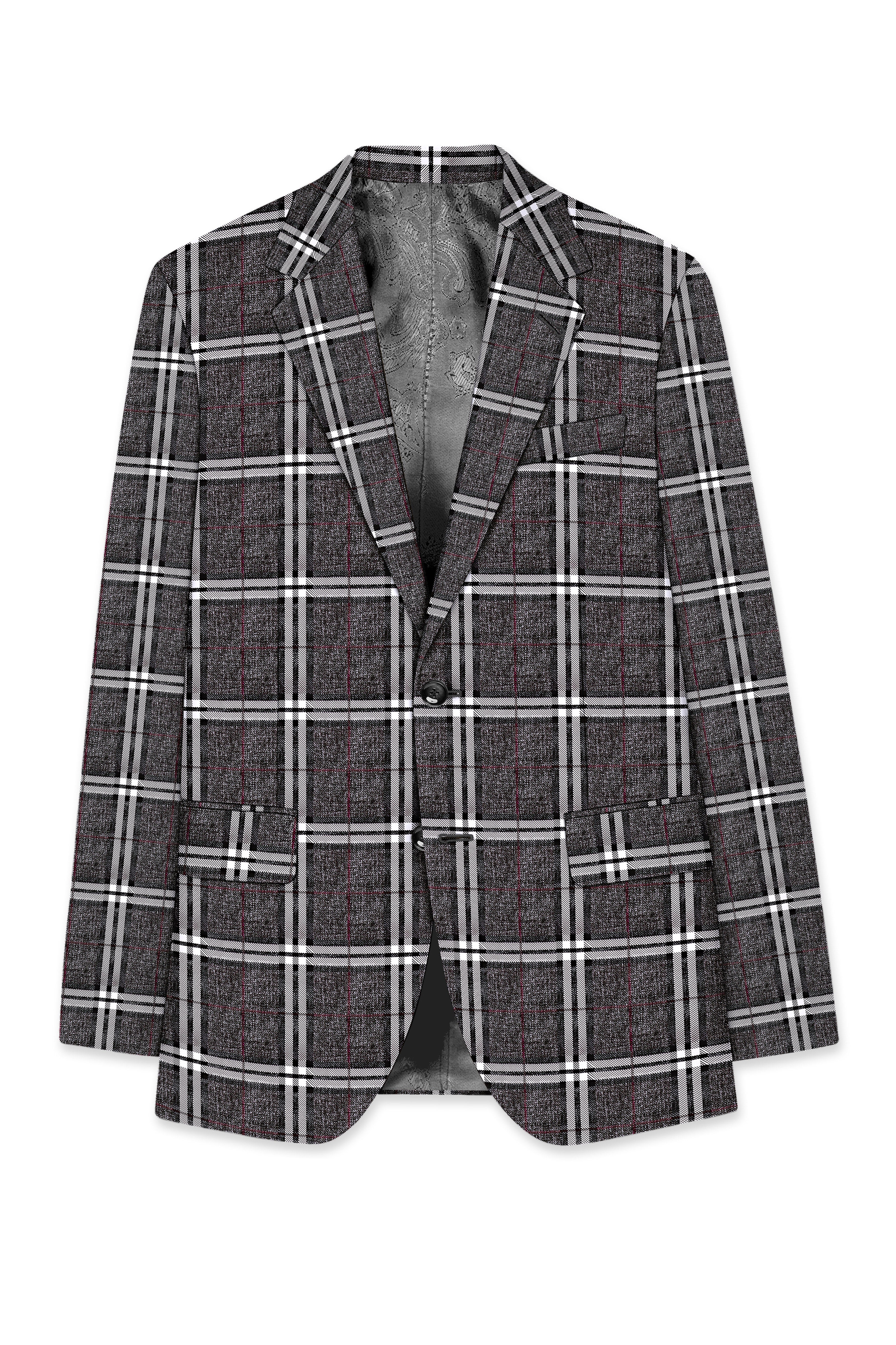 Axiom-Granite Gray Plaid Wool Rich Single Breasted Suit