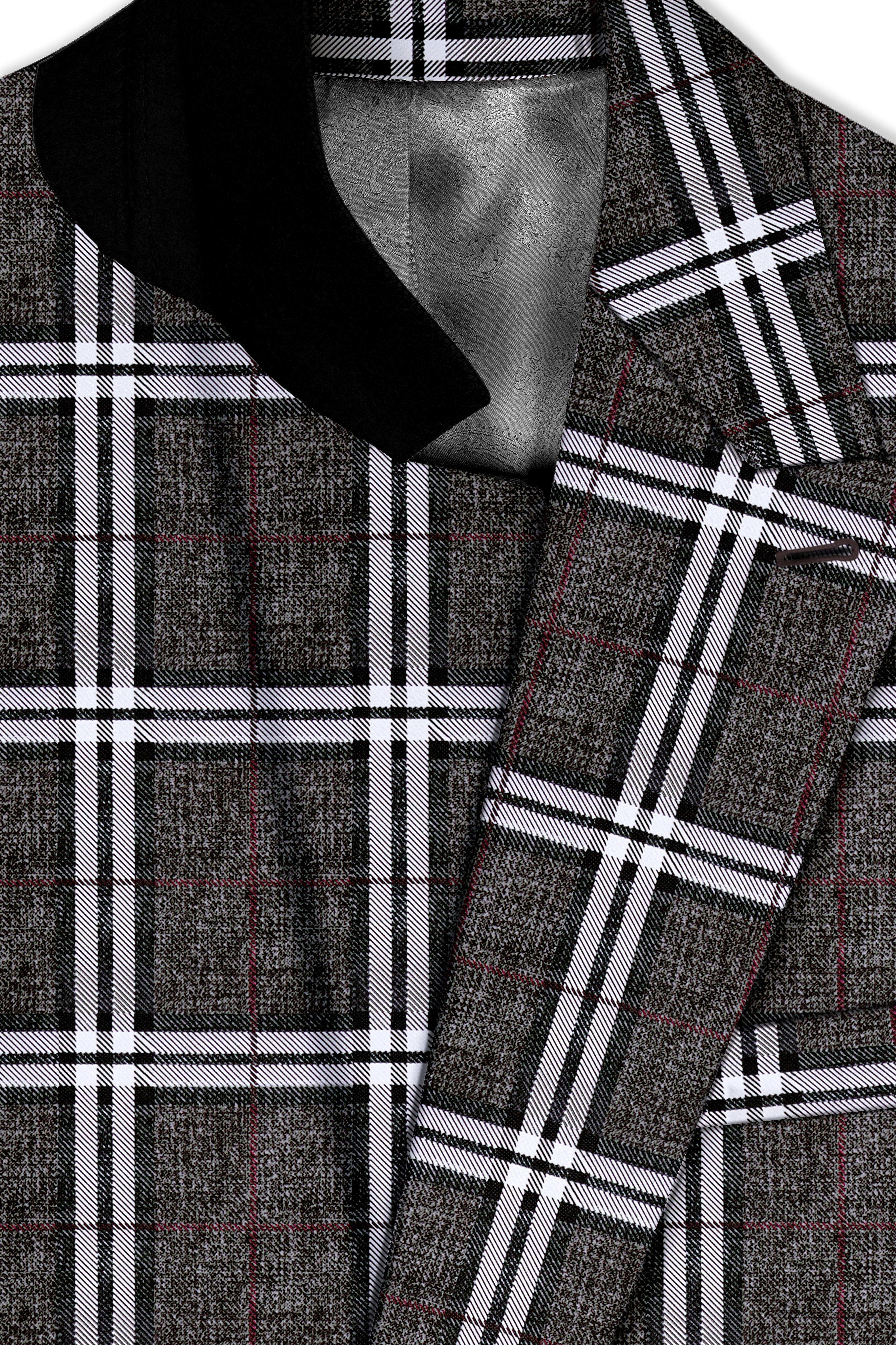 Axiom-Granite Gray Plaid Wool Rich Double Breasted Suit