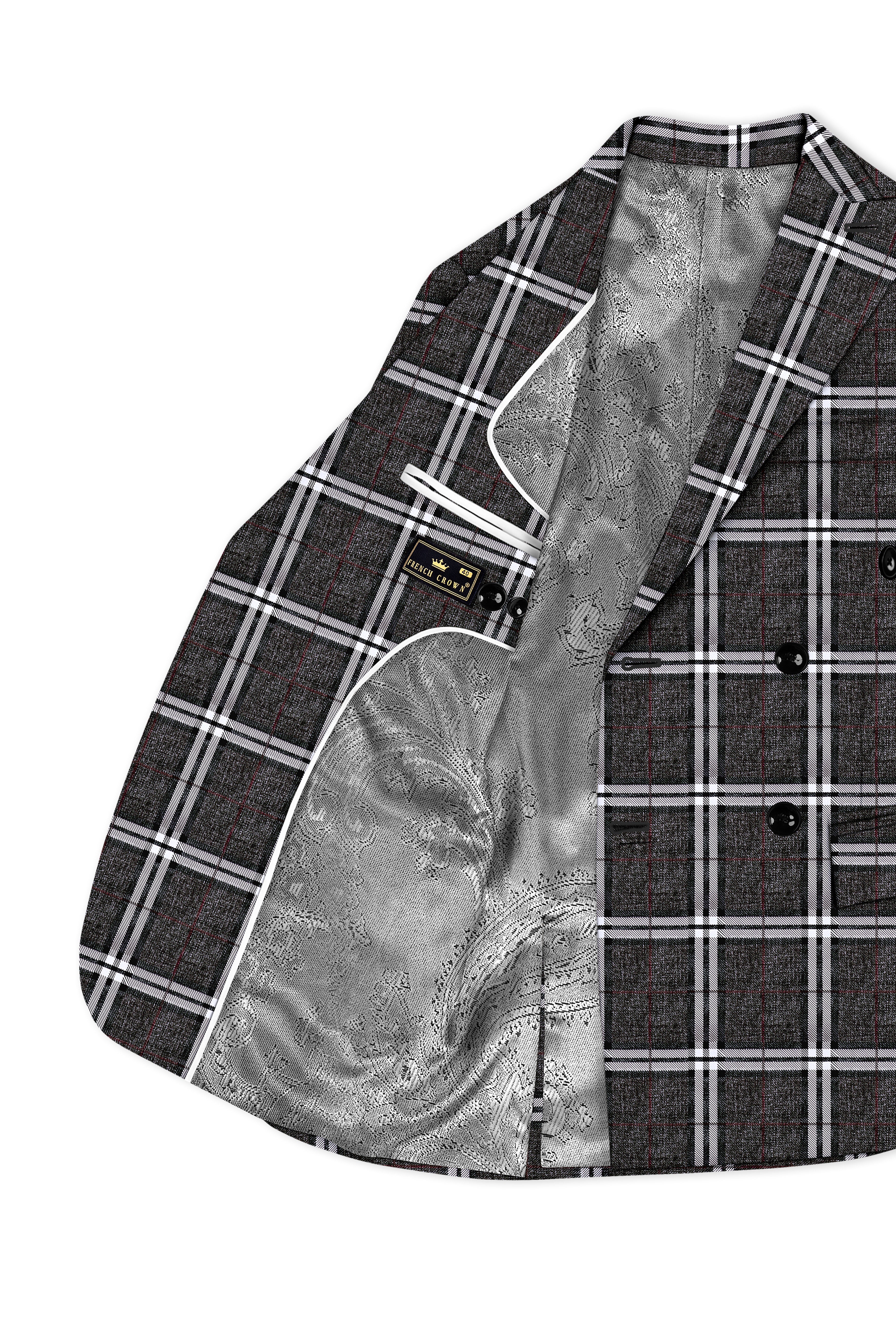 Axiom-Granite Gray Plaid Wool Rich Double Breasted Suit
