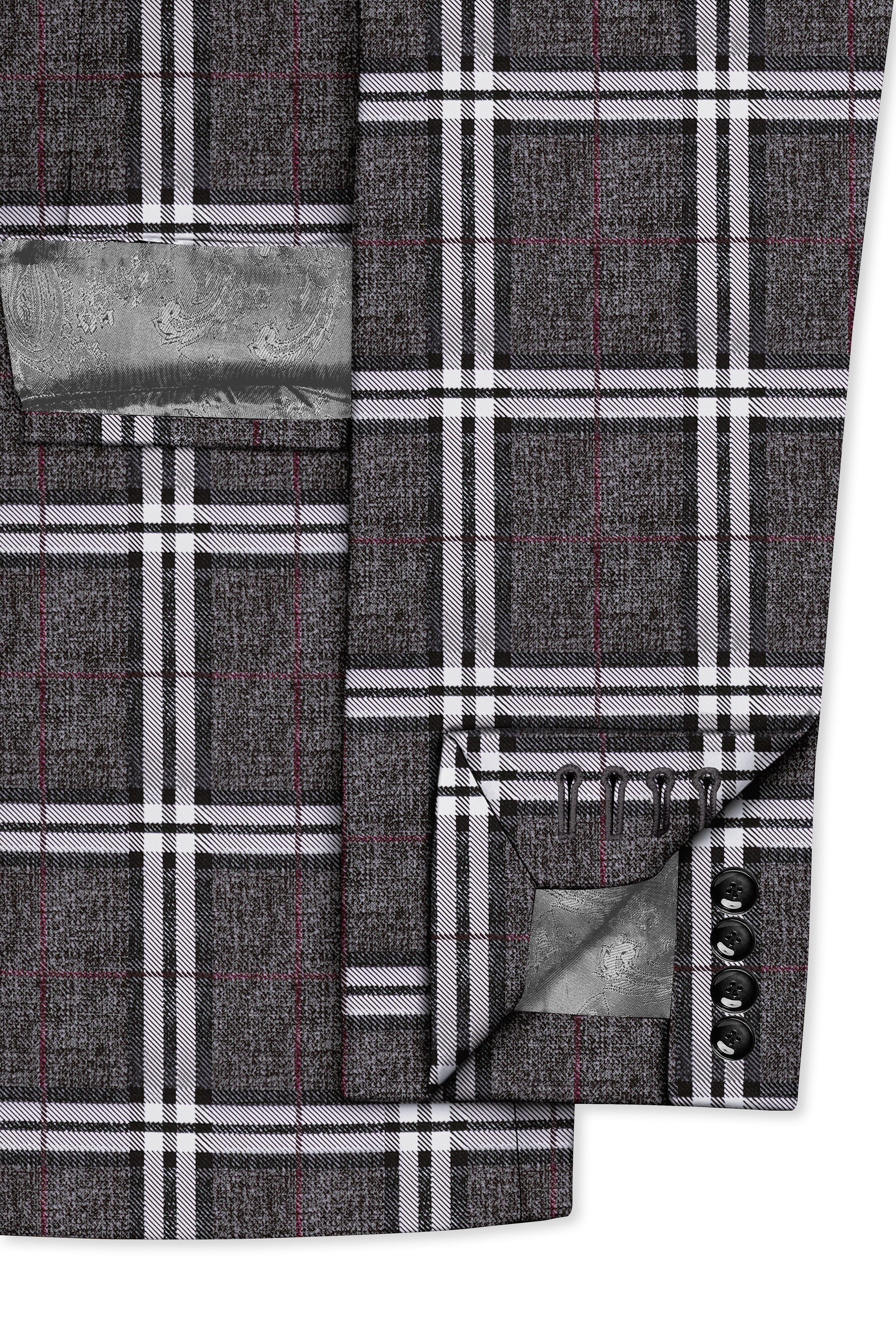 Axiom-Granite Gray Plaid Wool Rich Double Breasted Suit
