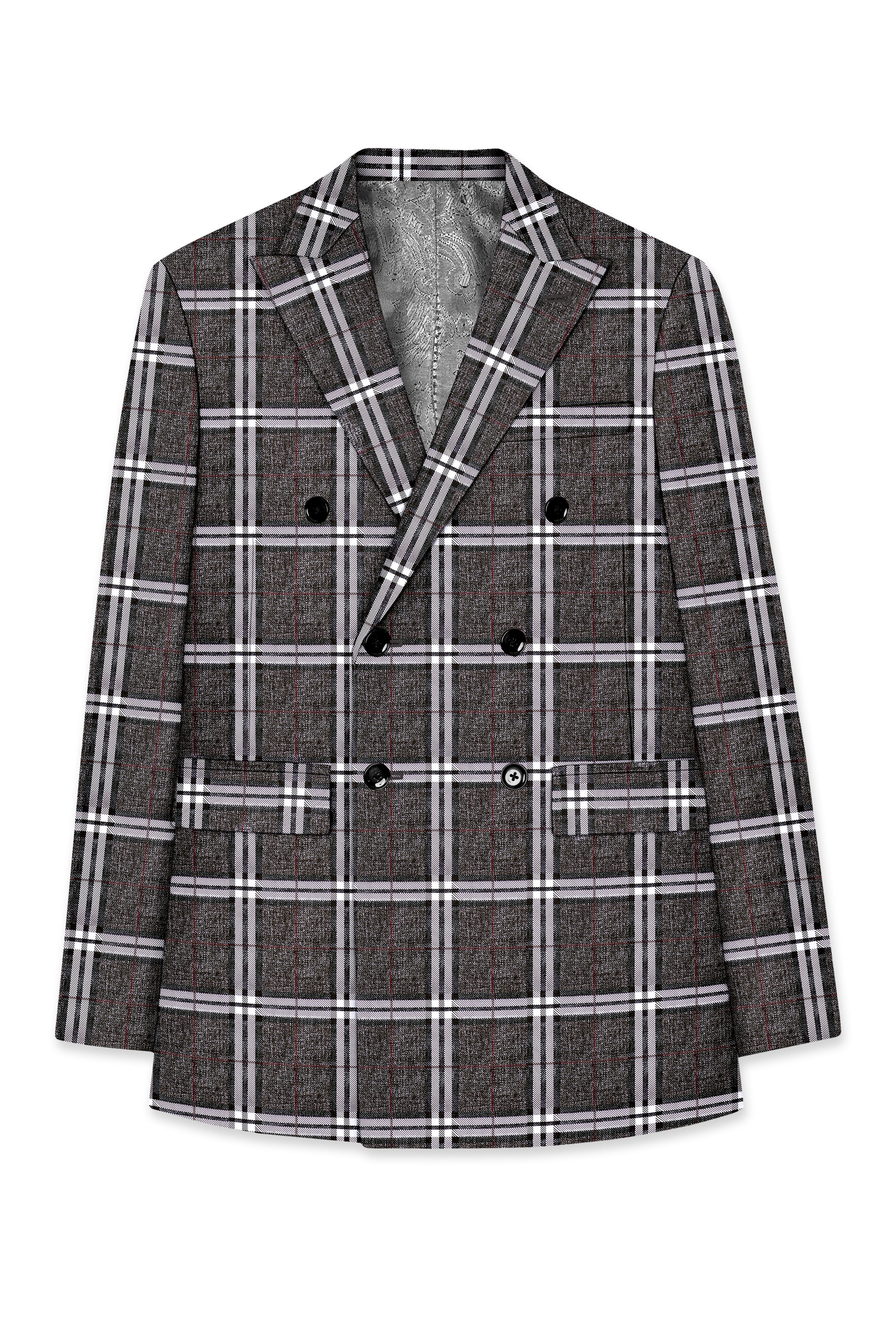 Axiom-Granite Gray Plaid Wool Rich Double Breasted Suit