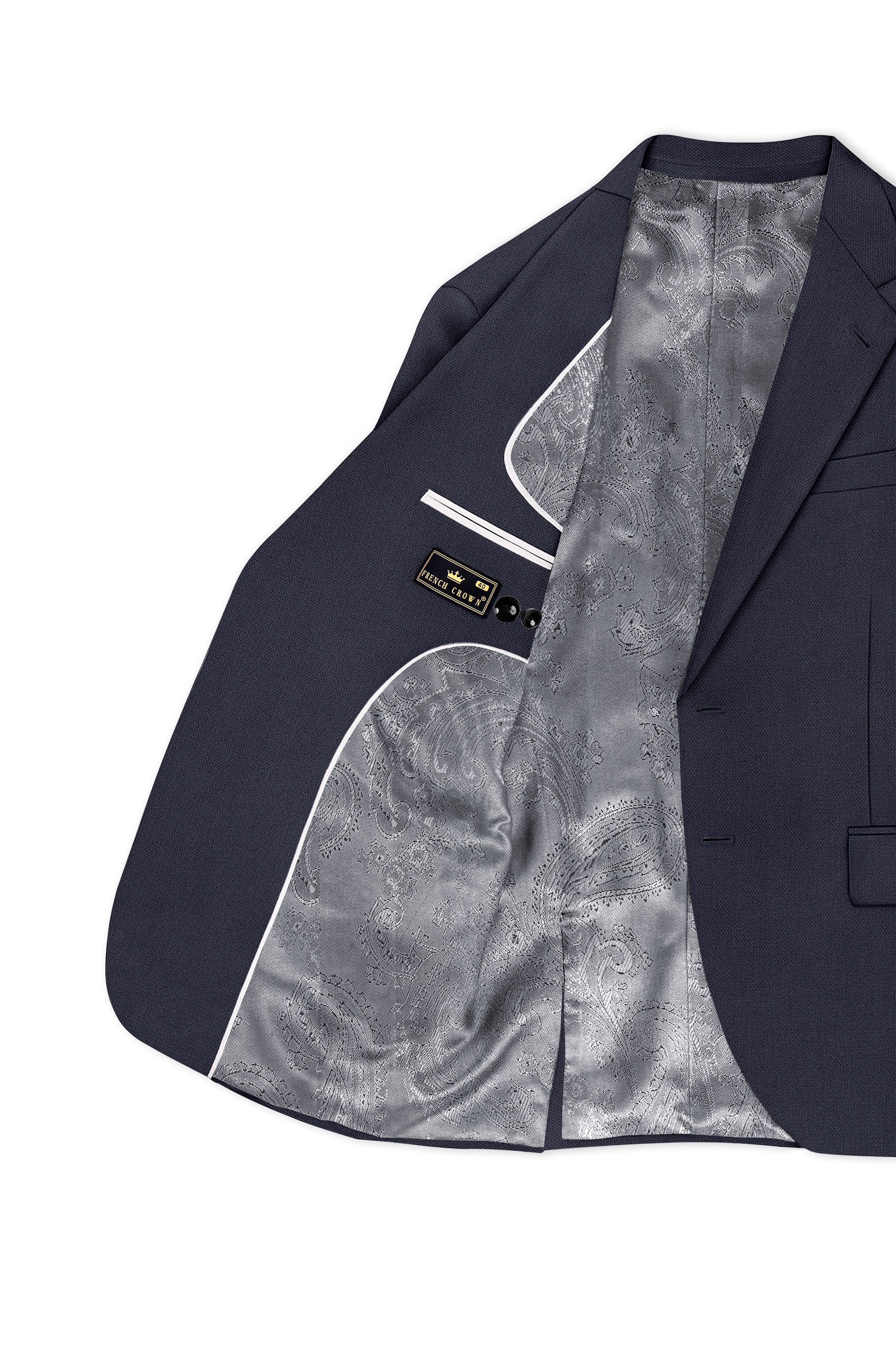 Obsidian-Paynes Gray Diamond Textured Wool Rich Slight Stretch Single Breasted Suit