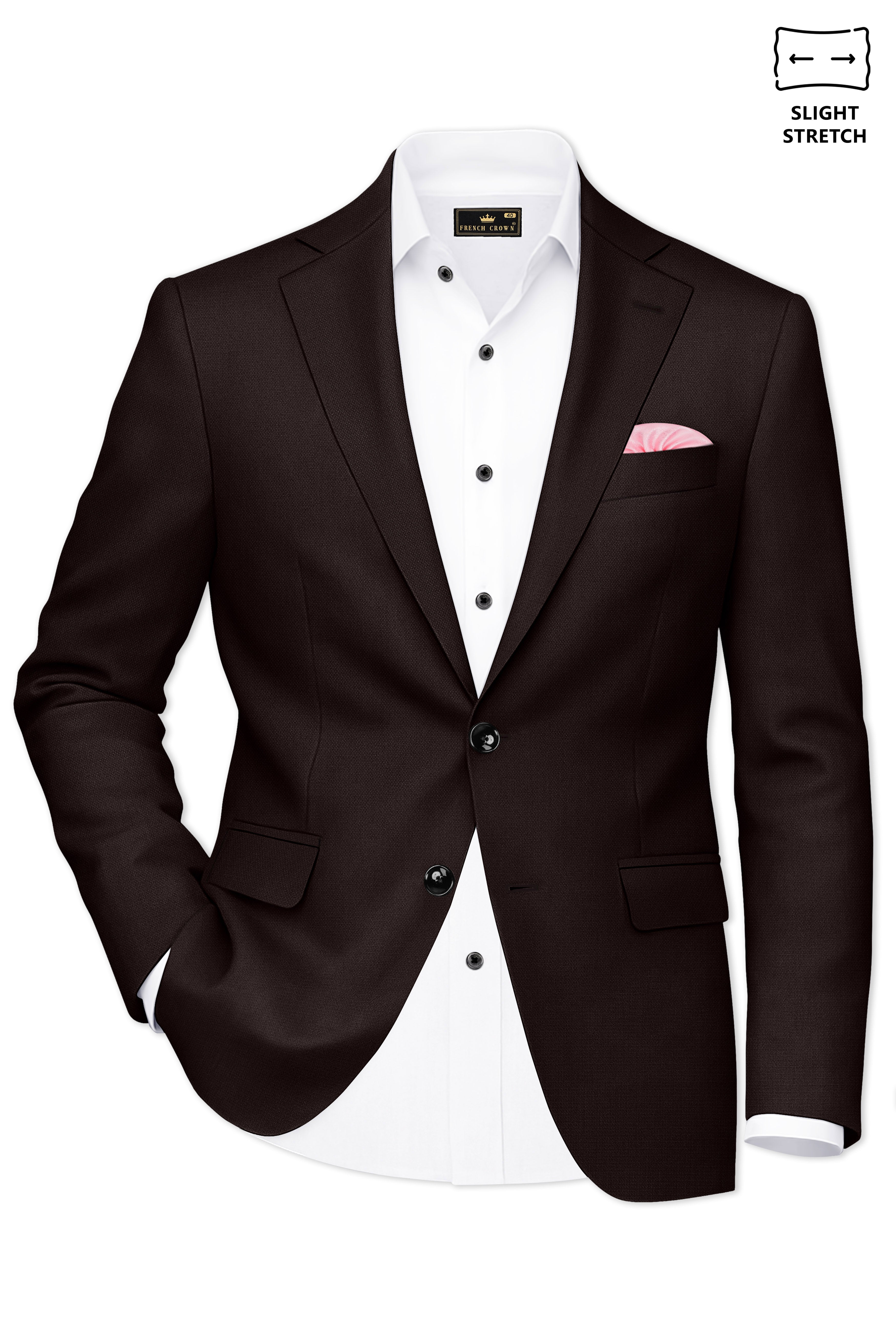 Hampton-Gondola Brown Diamond Textured Wool Rich Slight Stretch Single Breasted Suit
