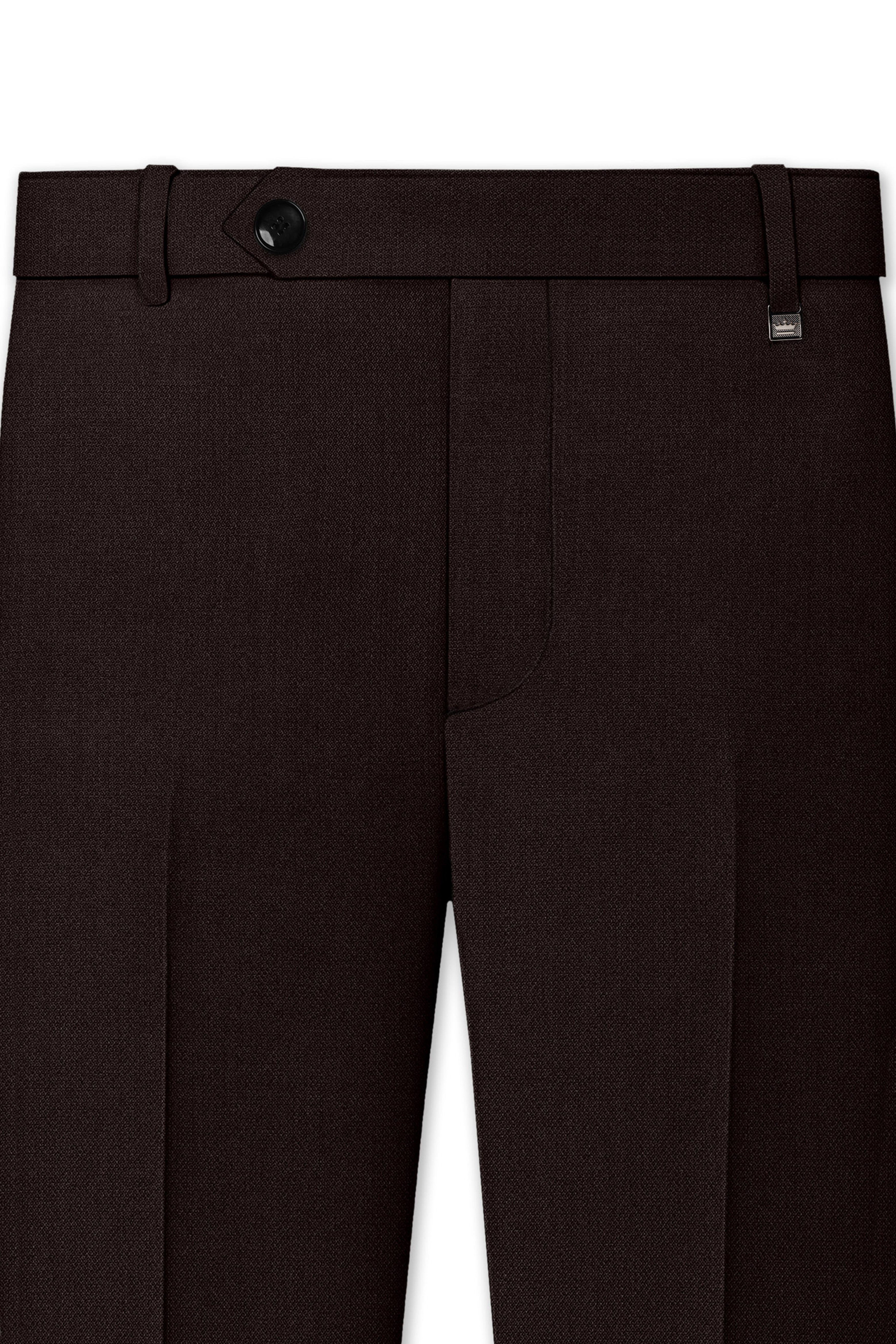 Hampton-Gondola Brown Diamond Textured Wool Rich Slight Stretch Single Breasted Suit