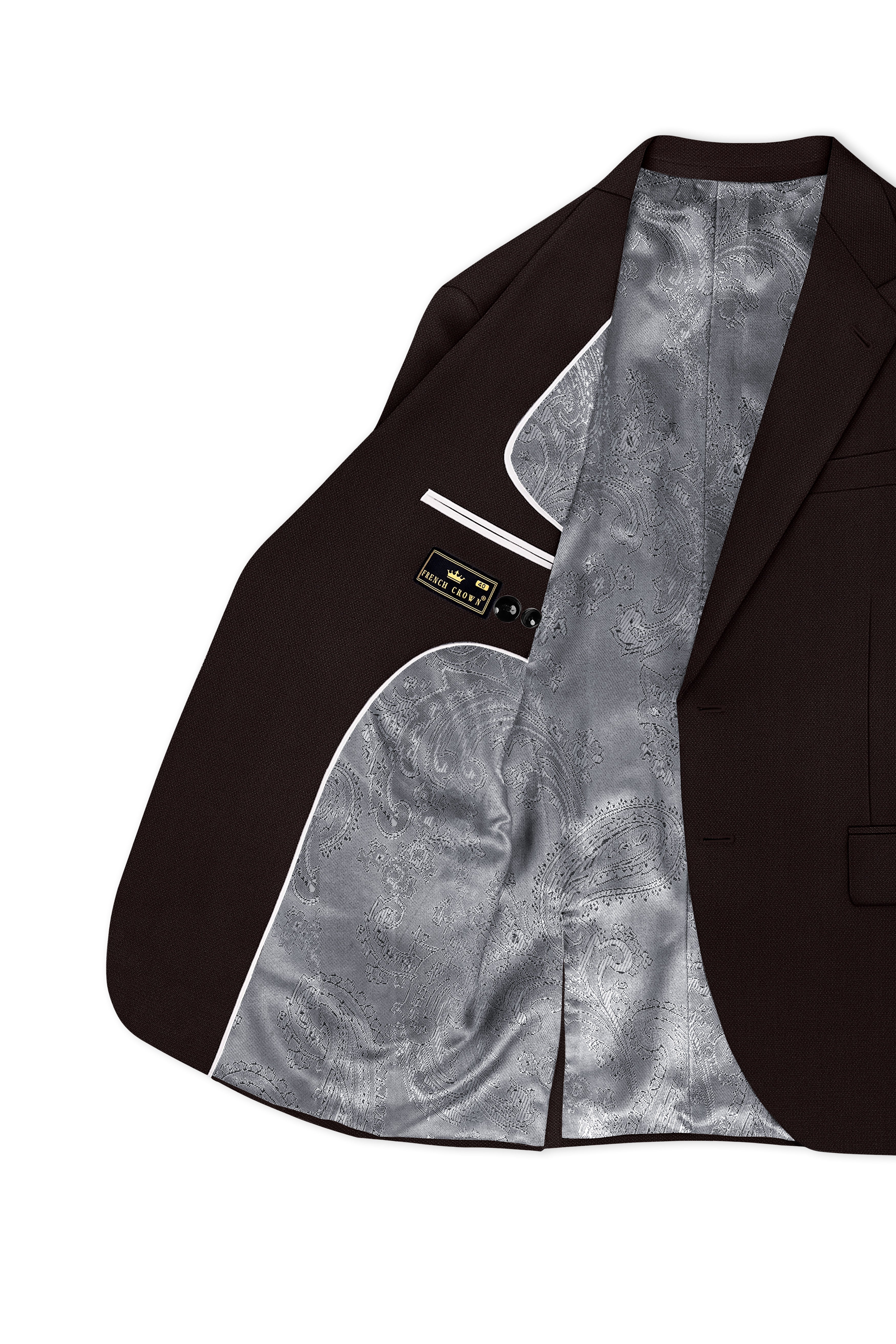 Hampton-Gondola Brown Diamond Textured Wool Rich Slight Stretch Single Breasted Suit