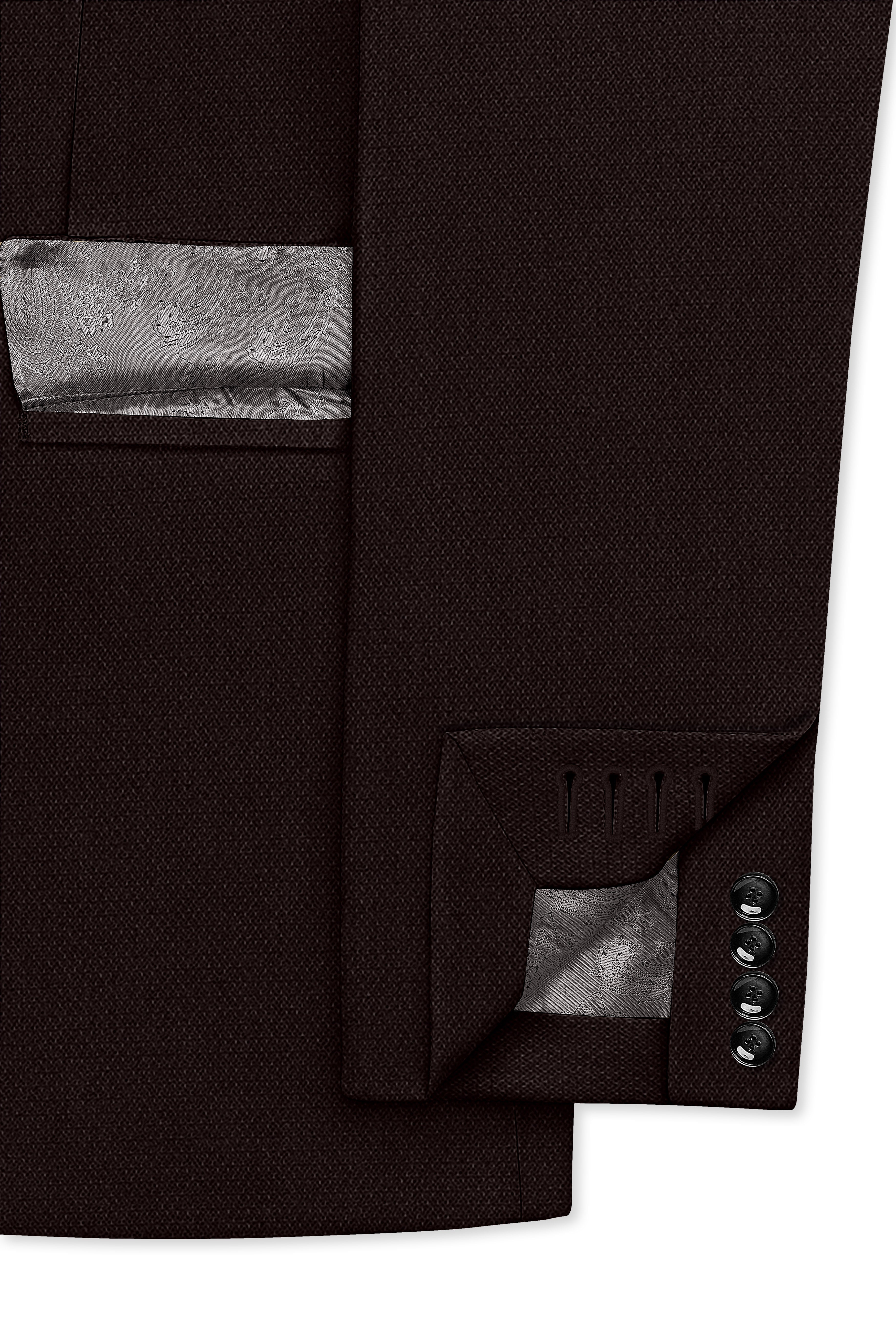 Hampton-Gondola Brown Diamond Textured Wool Rich Slight Stretch Single Breasted Suit