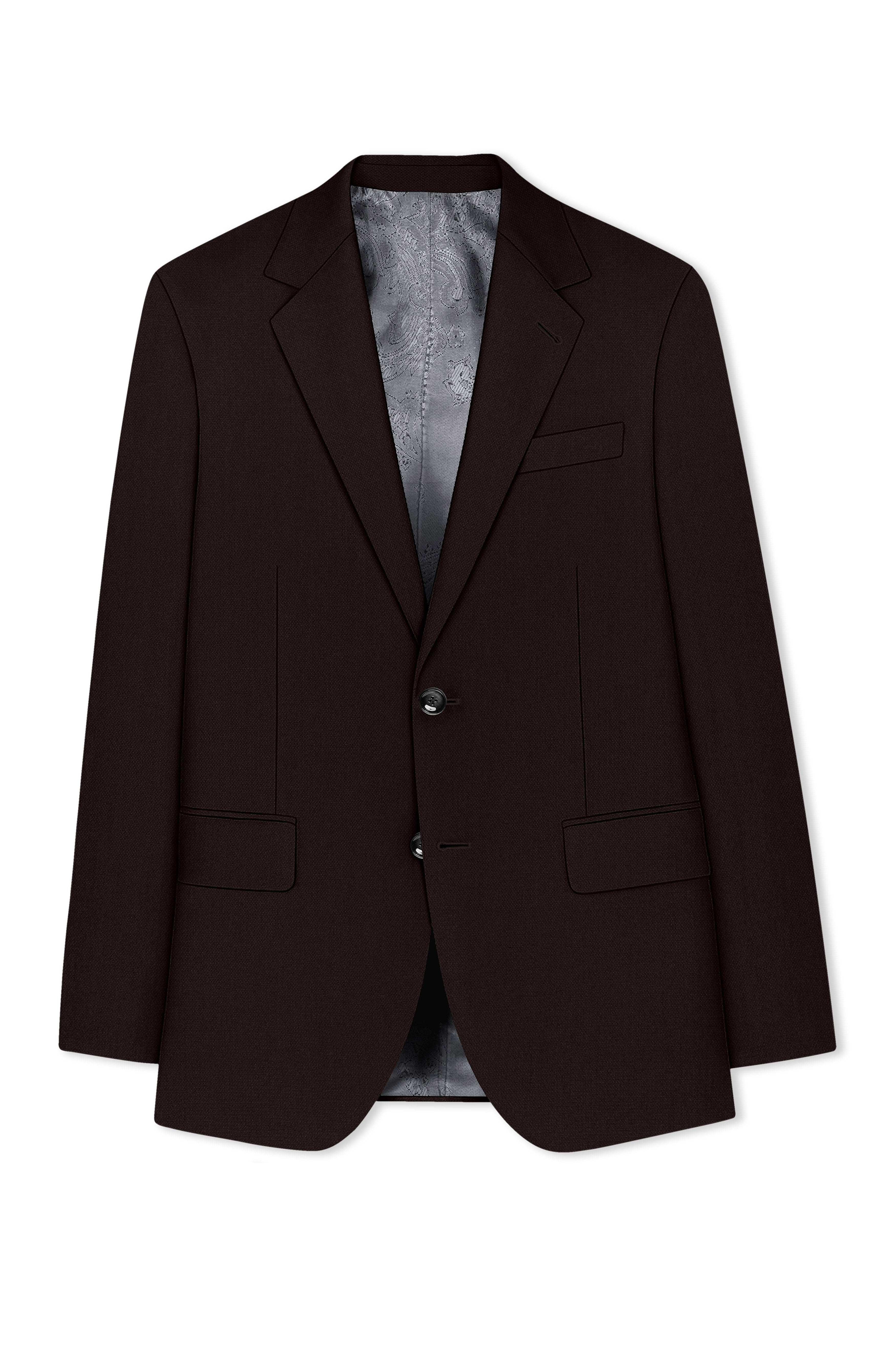 Hampton-Gondola Brown Diamond Textured Wool Rich Slight Stretch Single Breasted Suit