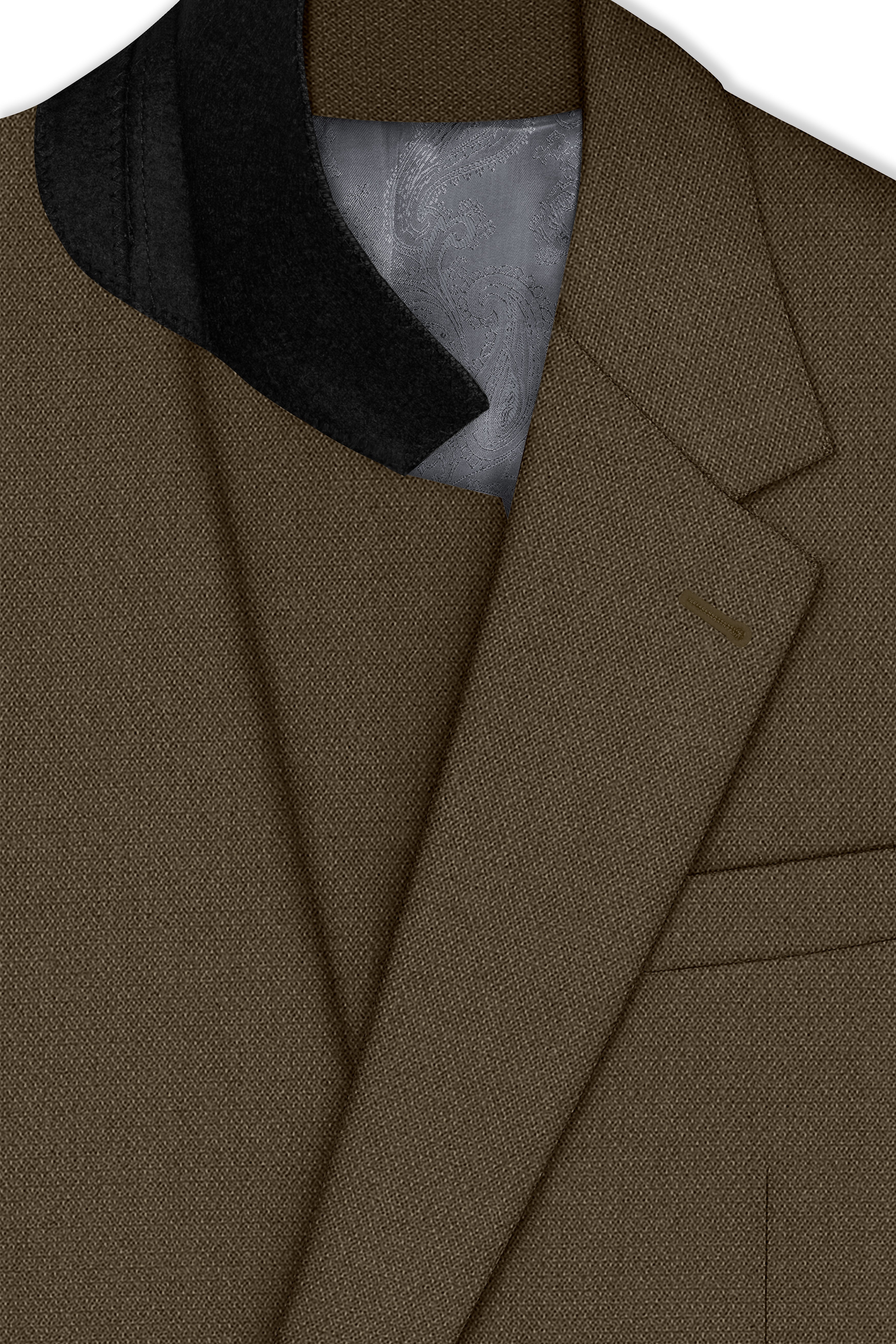 Vireo-Taupe Brown Diamond Textured Wool Rich Slight Stretch Single Breasted Suit