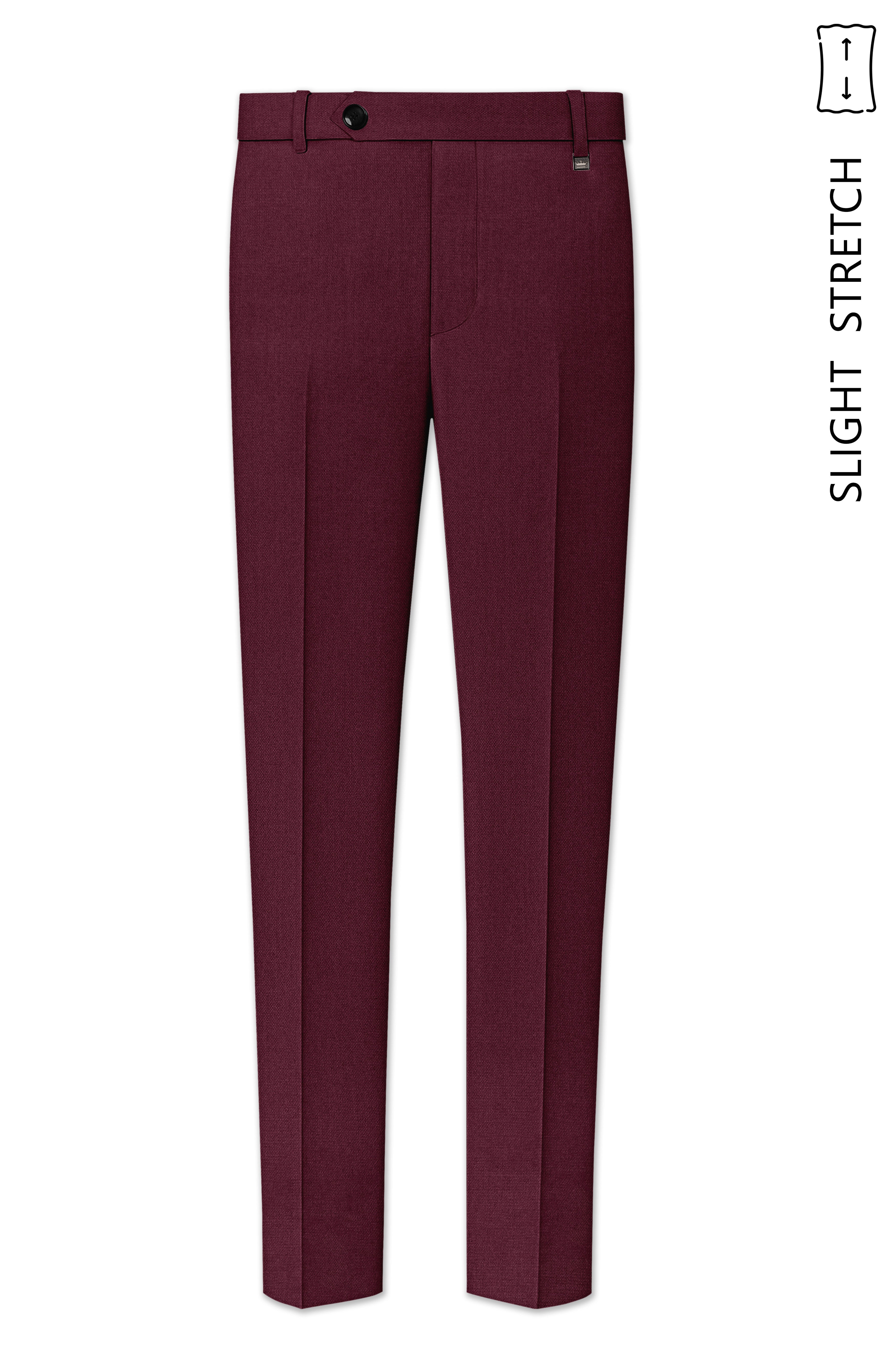 Imperial-Crater Maroon Diamond Textured Wool Rich Slight Stretch Single Breasted Suit