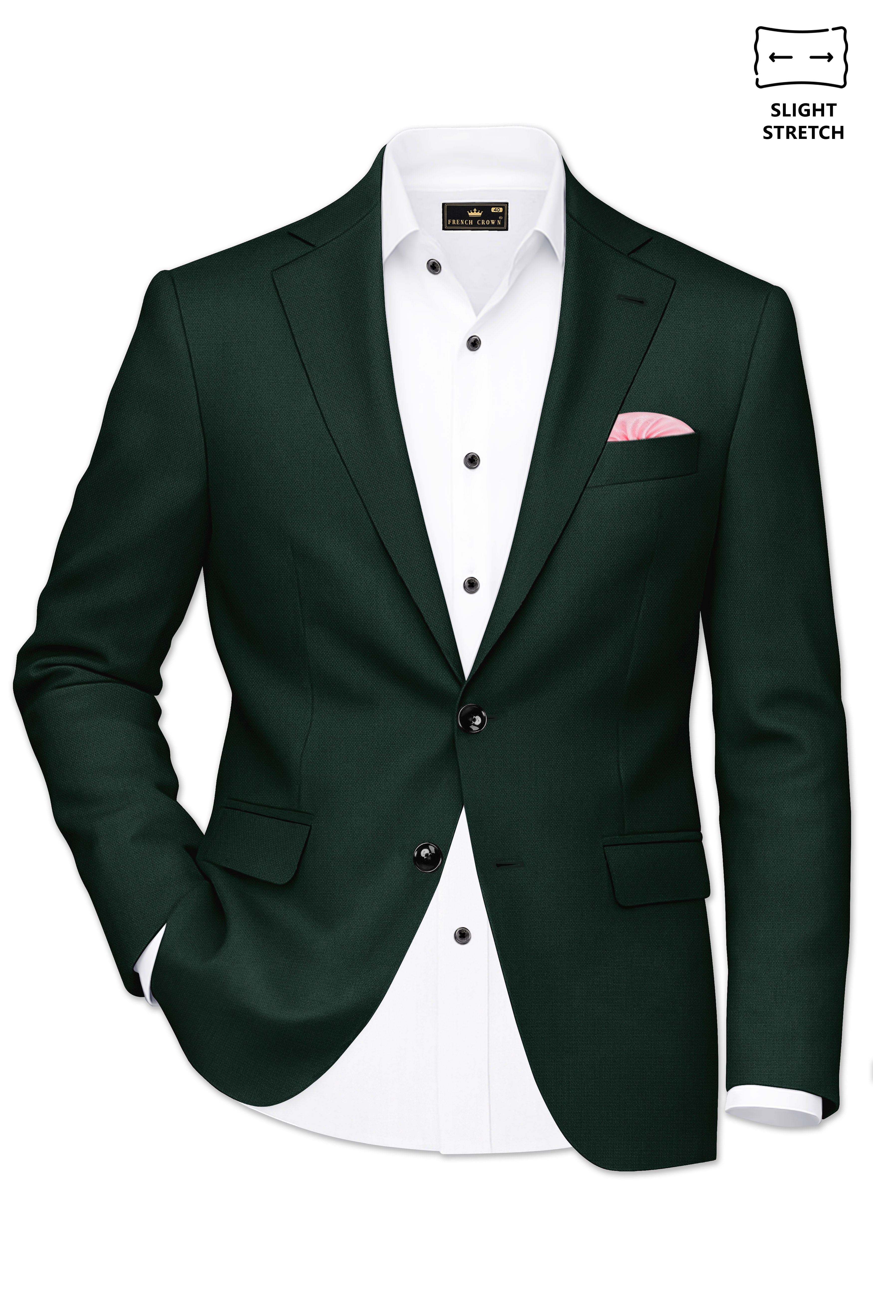 Noble-Phthalo Green Diamond Textured Wool Rich Slight Stretch Single Breasted Suit