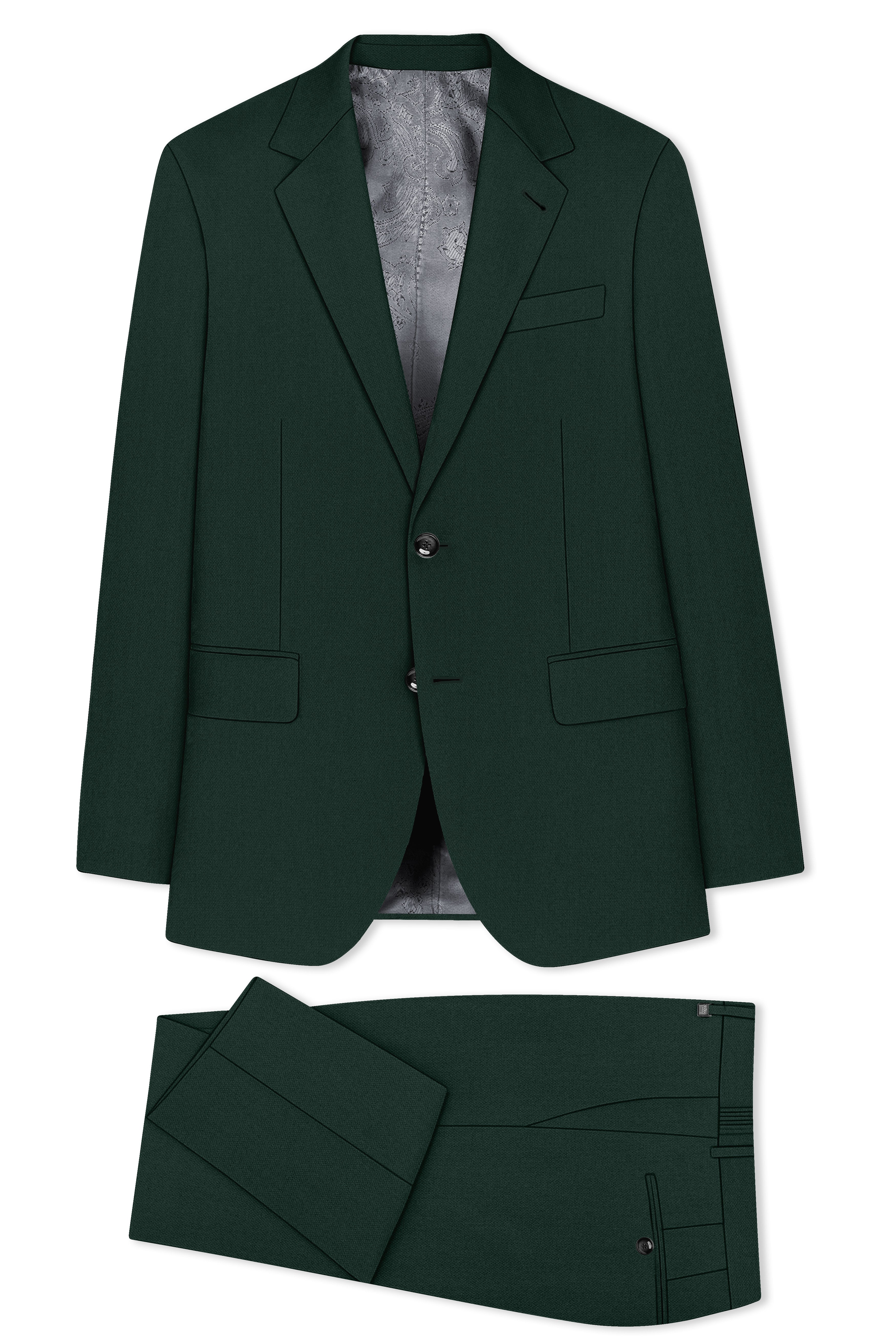 Noble-Phthalo Green Diamond Textured Wool Rich Slight Stretch Single Breasted Suit
