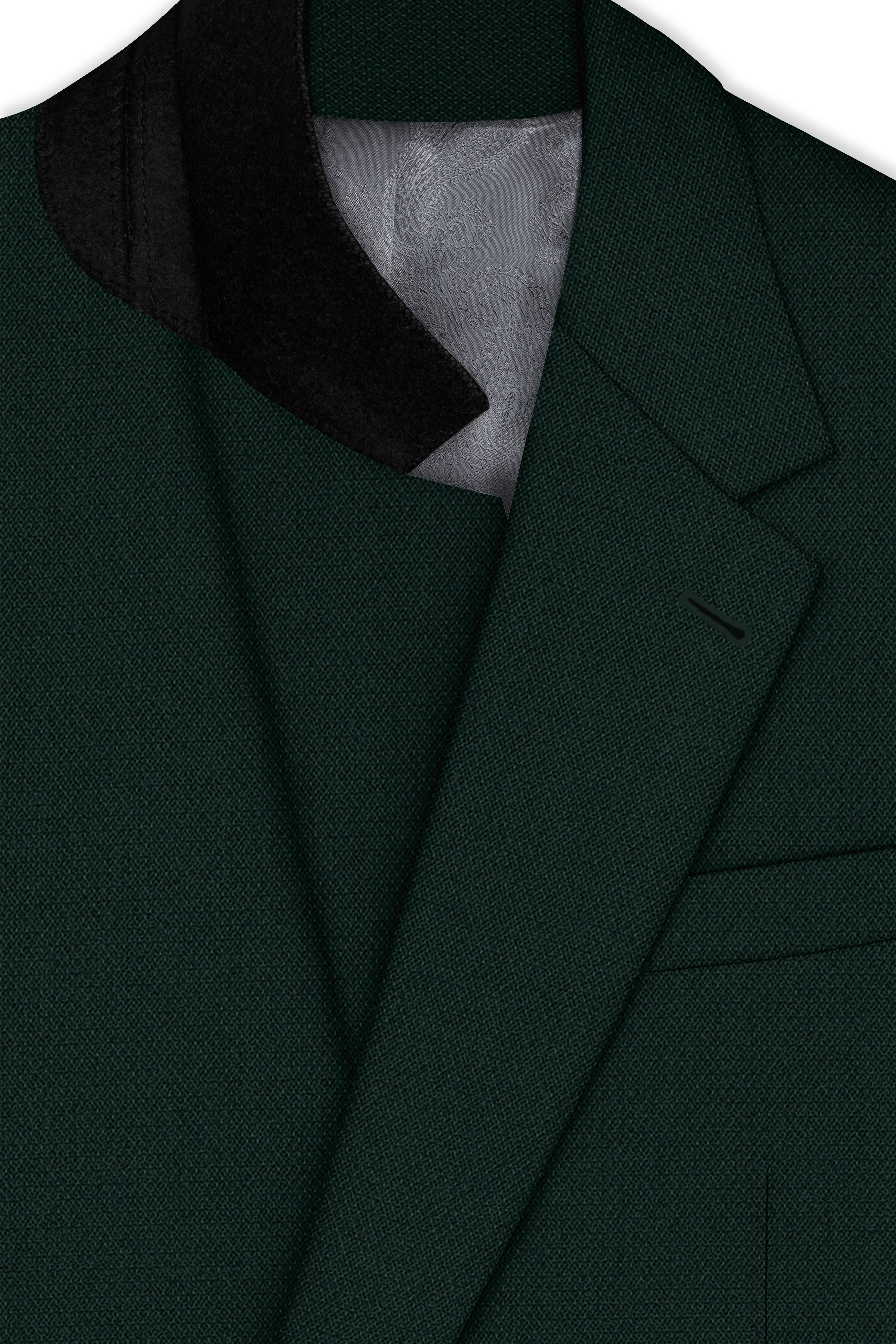 Noble-Phthalo Green Diamond Textured Wool Rich Slight Stretch Single Breasted Suit