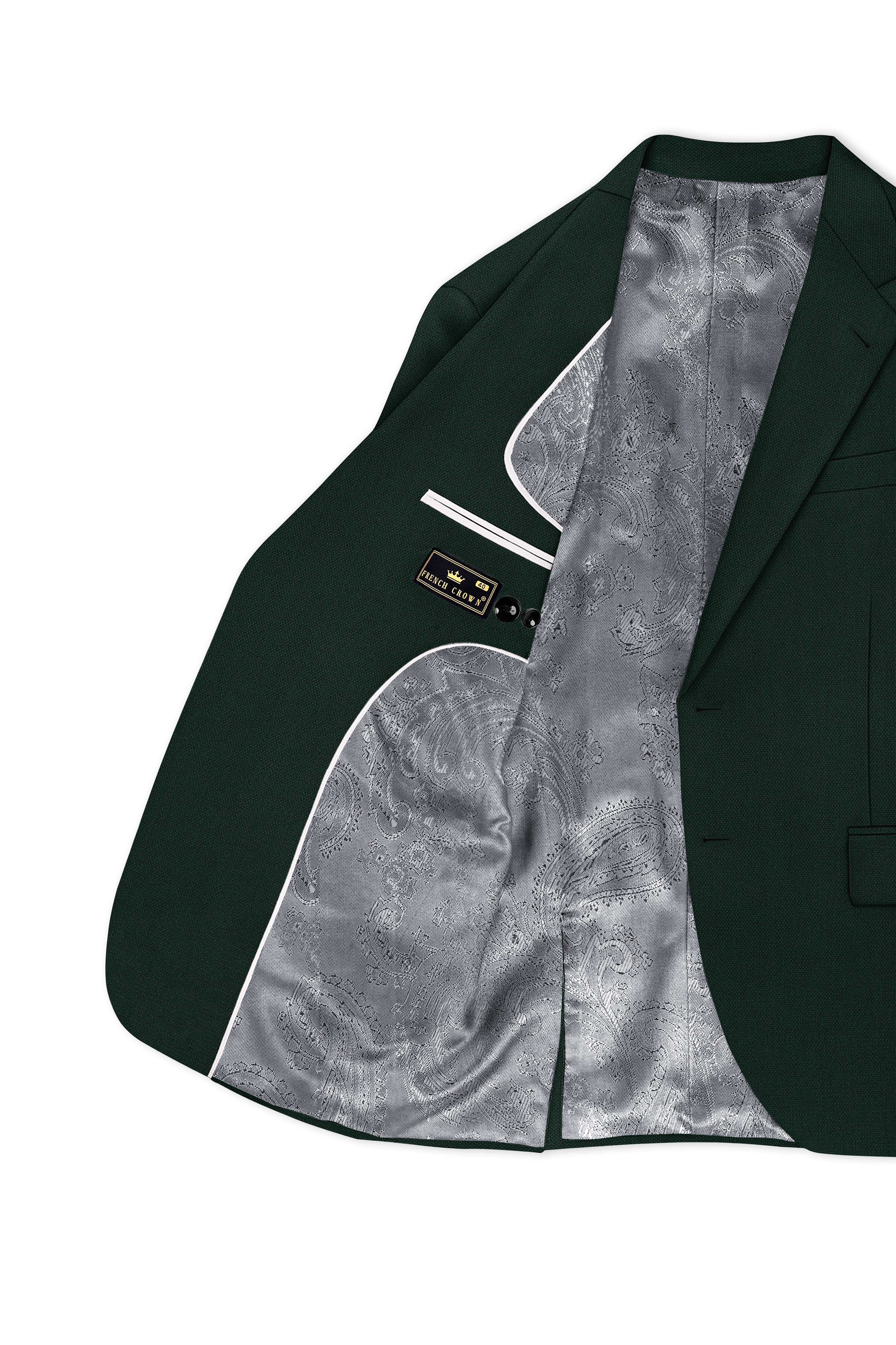 Noble-Phthalo Green Diamond Textured Wool Rich Slight Stretch Single Breasted Suit