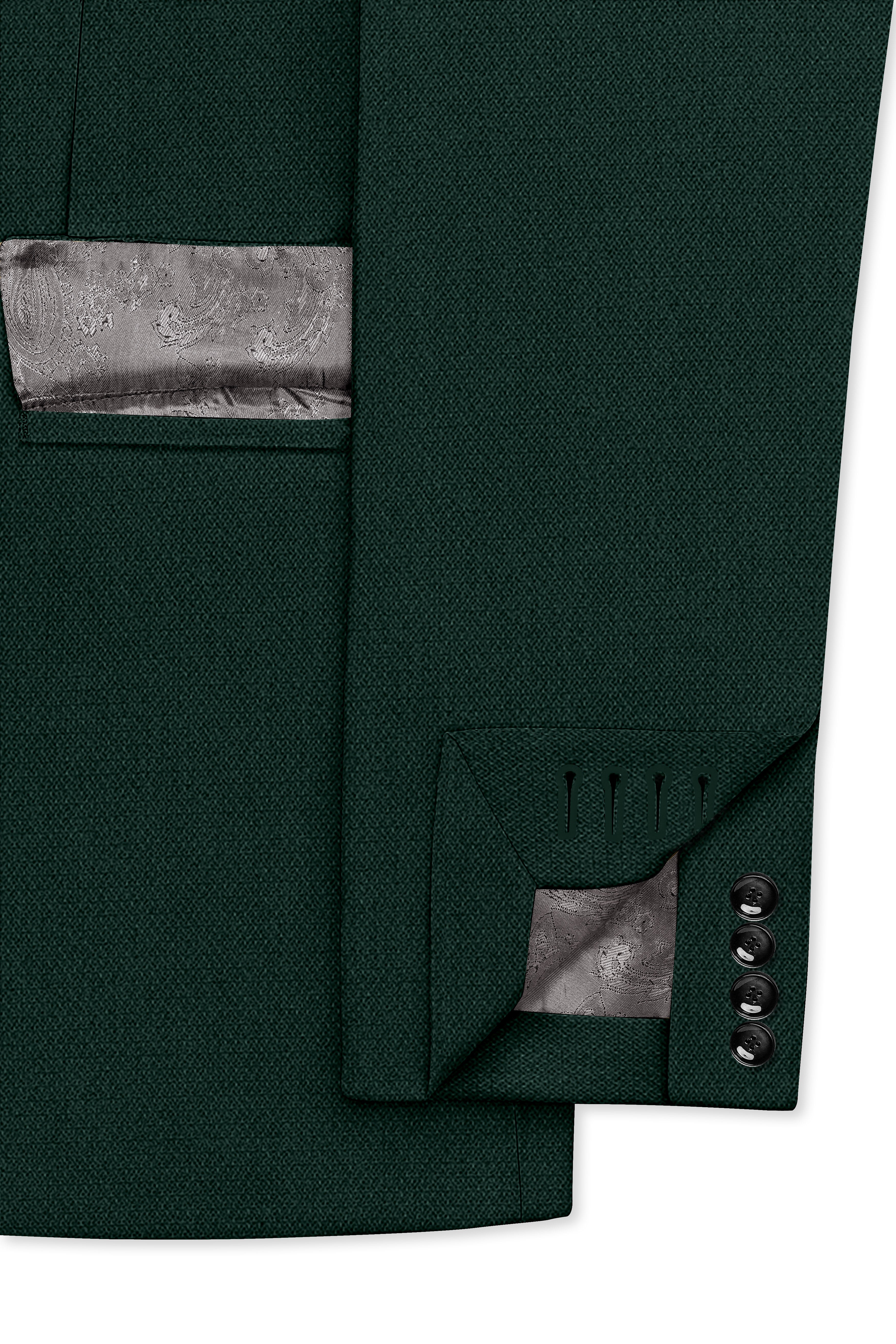 Noble-Phthalo Green Diamond Textured Wool Rich Slight Stretch Single Breasted Suit