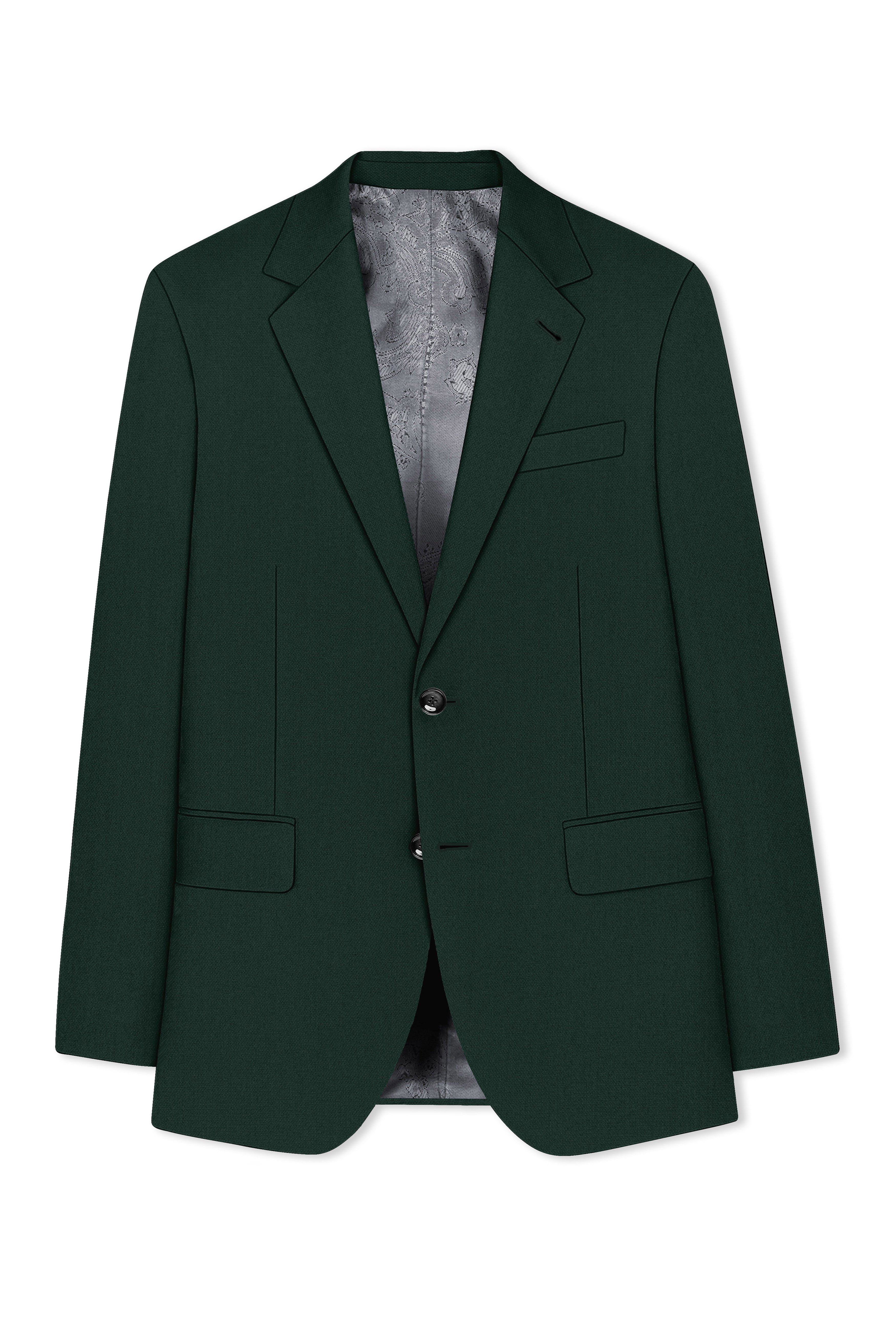 Noble-Phthalo Green Diamond Textured Wool Rich Slight Stretch Single Breasted Suit