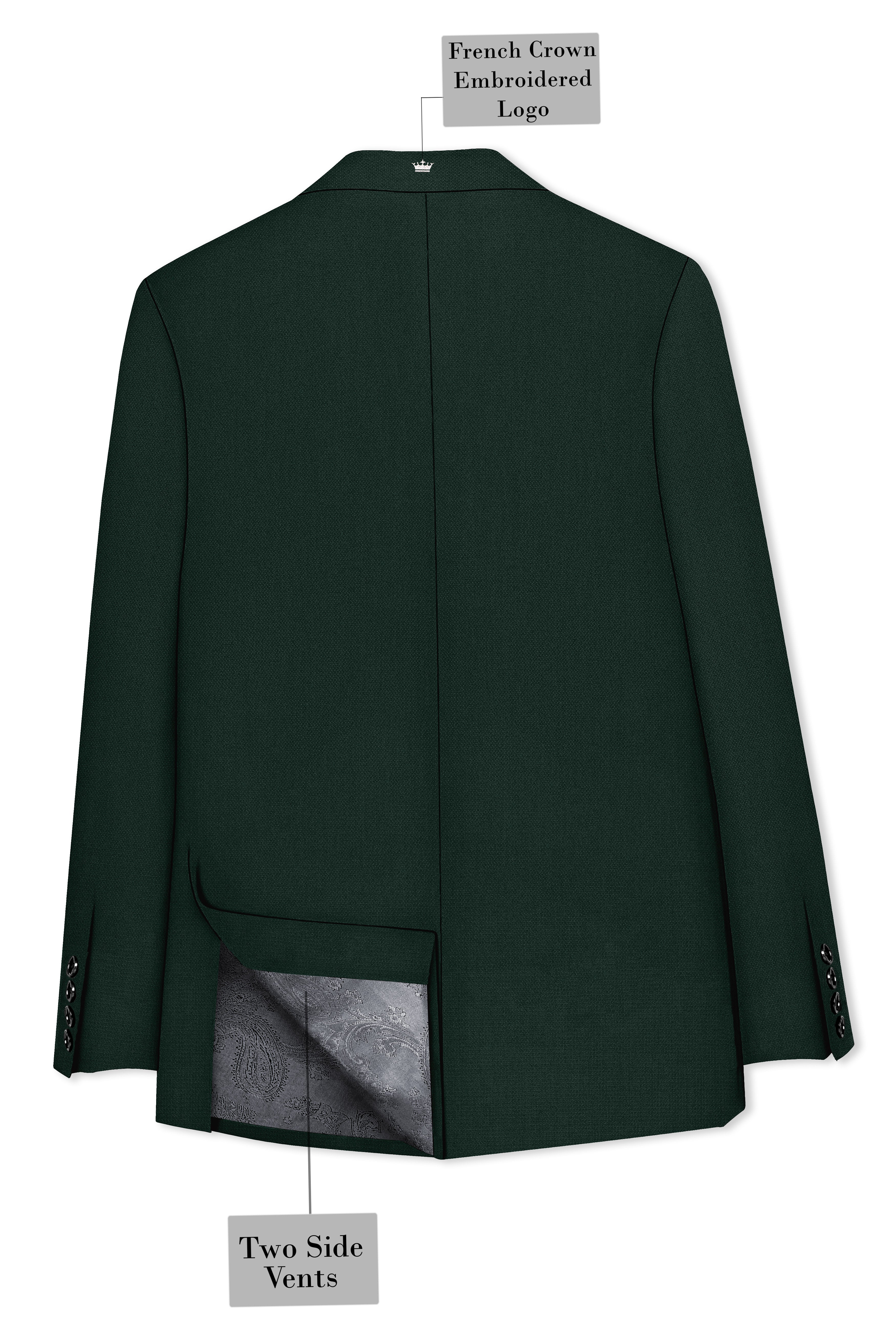 Noble-Phthalo Green Diamond Textured Wool Rich Slight Stretch Single Breasted Suit