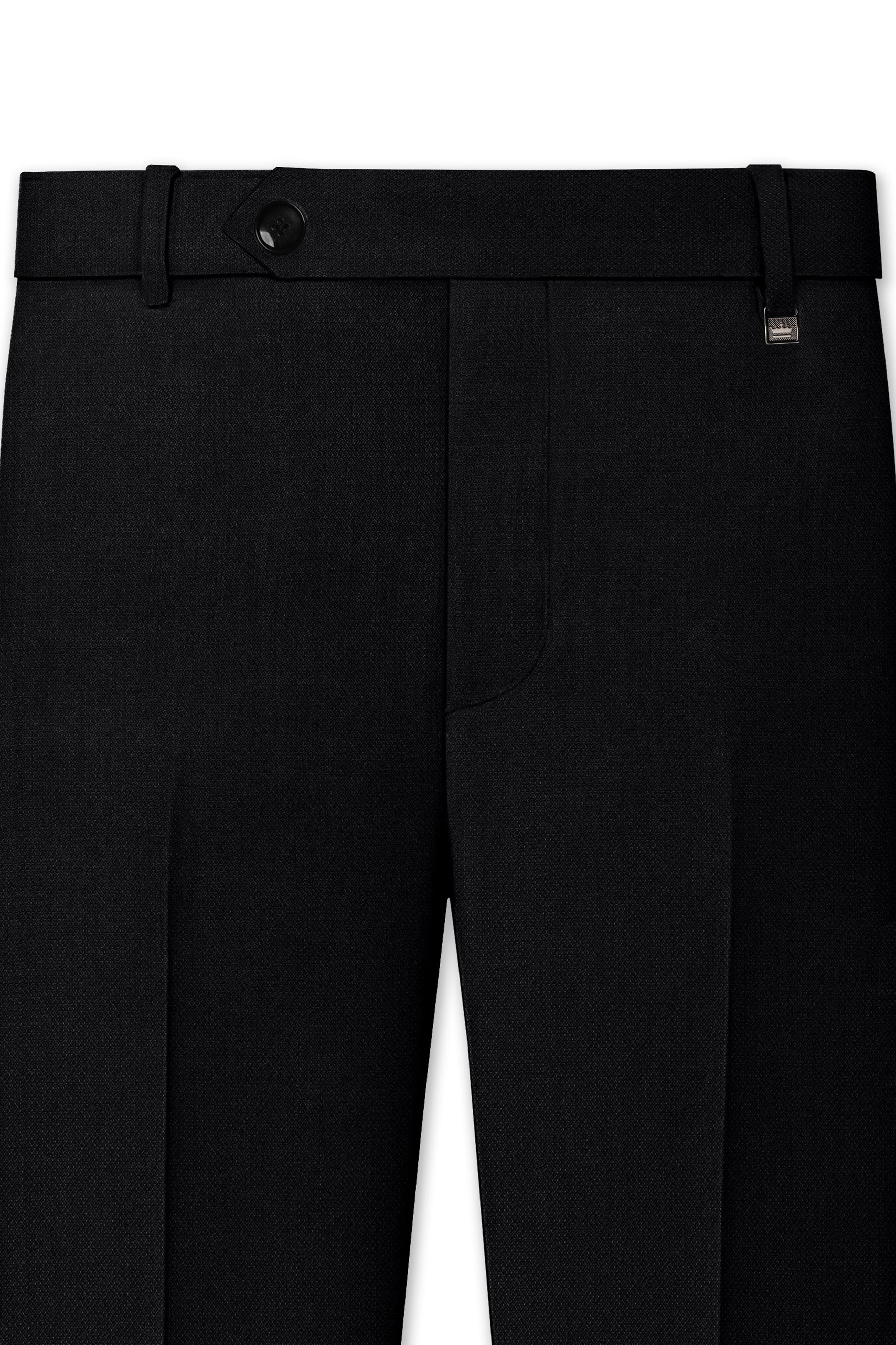 Regal-Jade Black Diamond Textured Wool Rich Slight Stretch Single Breasted Suit