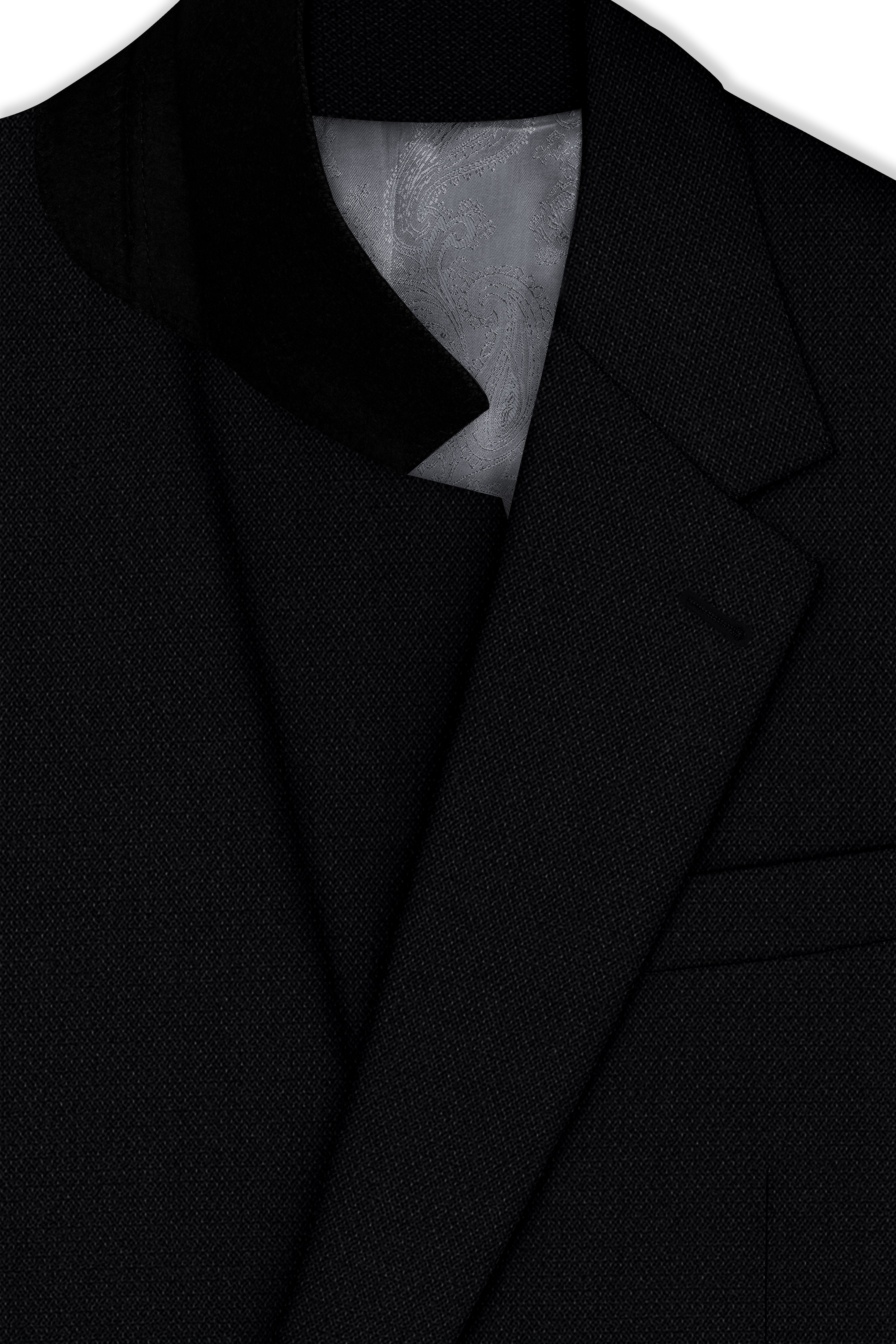 Regal-Jade Black Diamond Textured Wool Rich Slight Stretch Single Breasted Suit