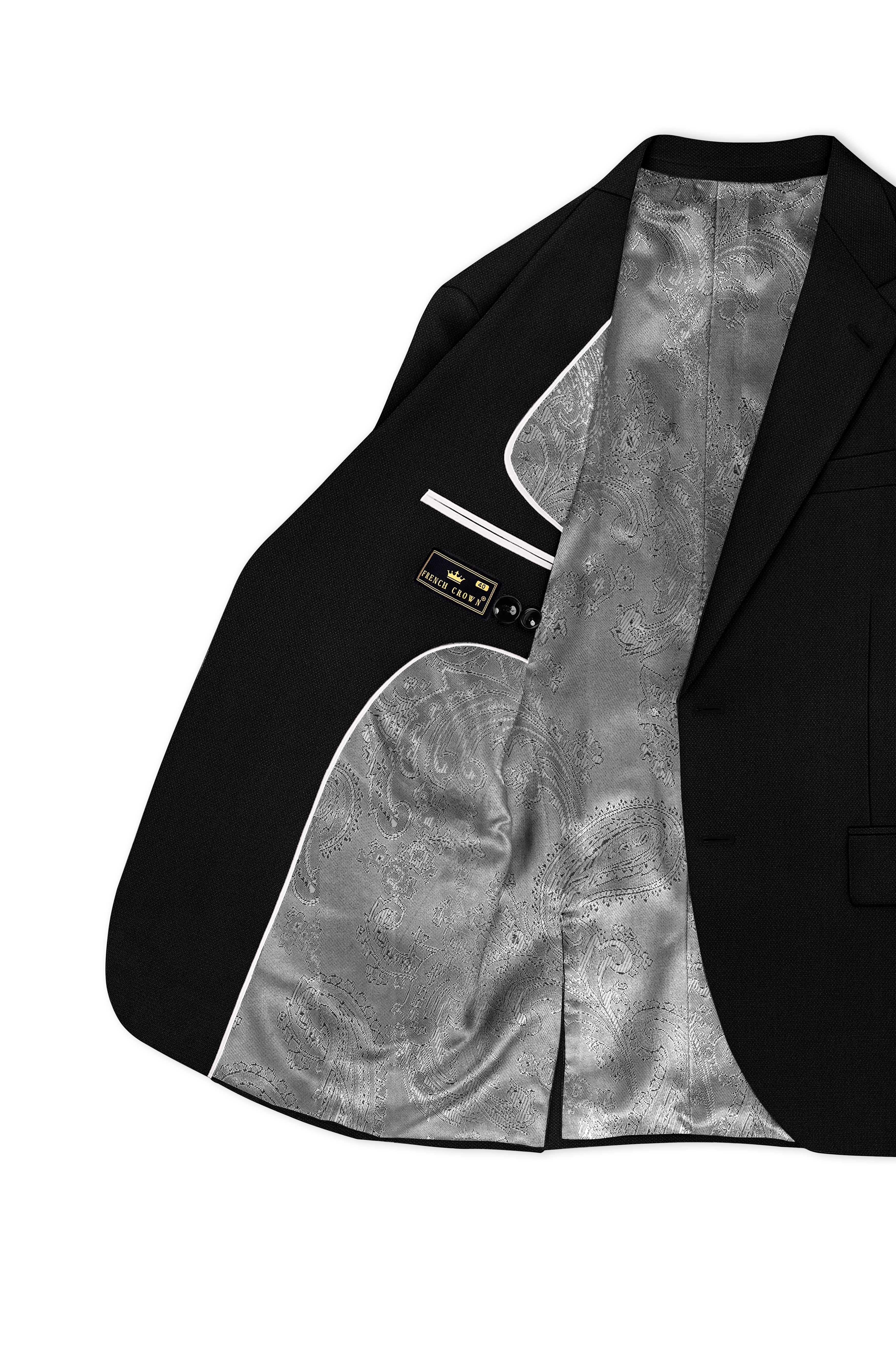 Regal-Jade Black Diamond Textured Wool Rich Slight Stretch Single Breasted Suit