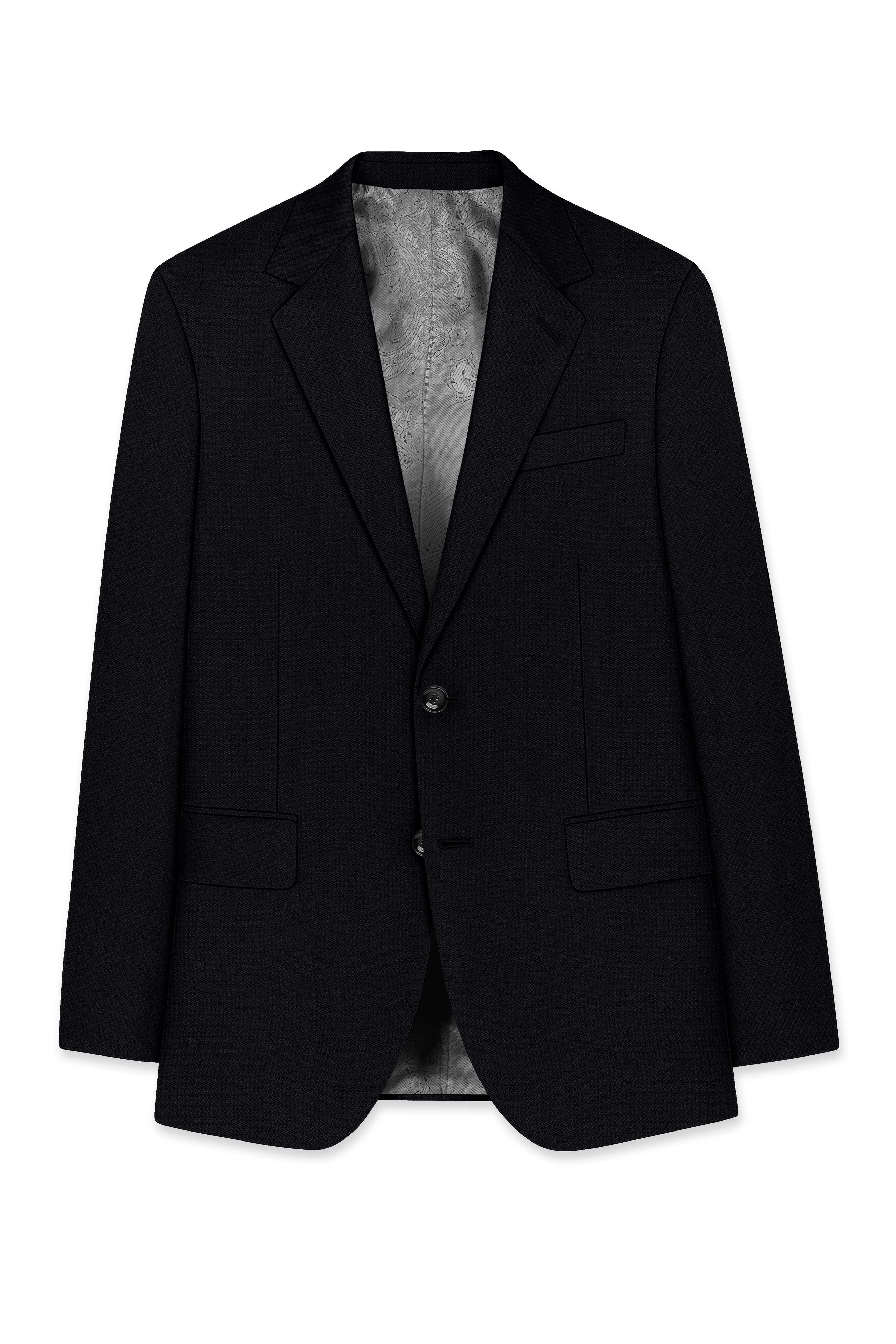 Regal-Jade Black Diamond Textured Wool Rich Slight Stretch Single Breasted Suit