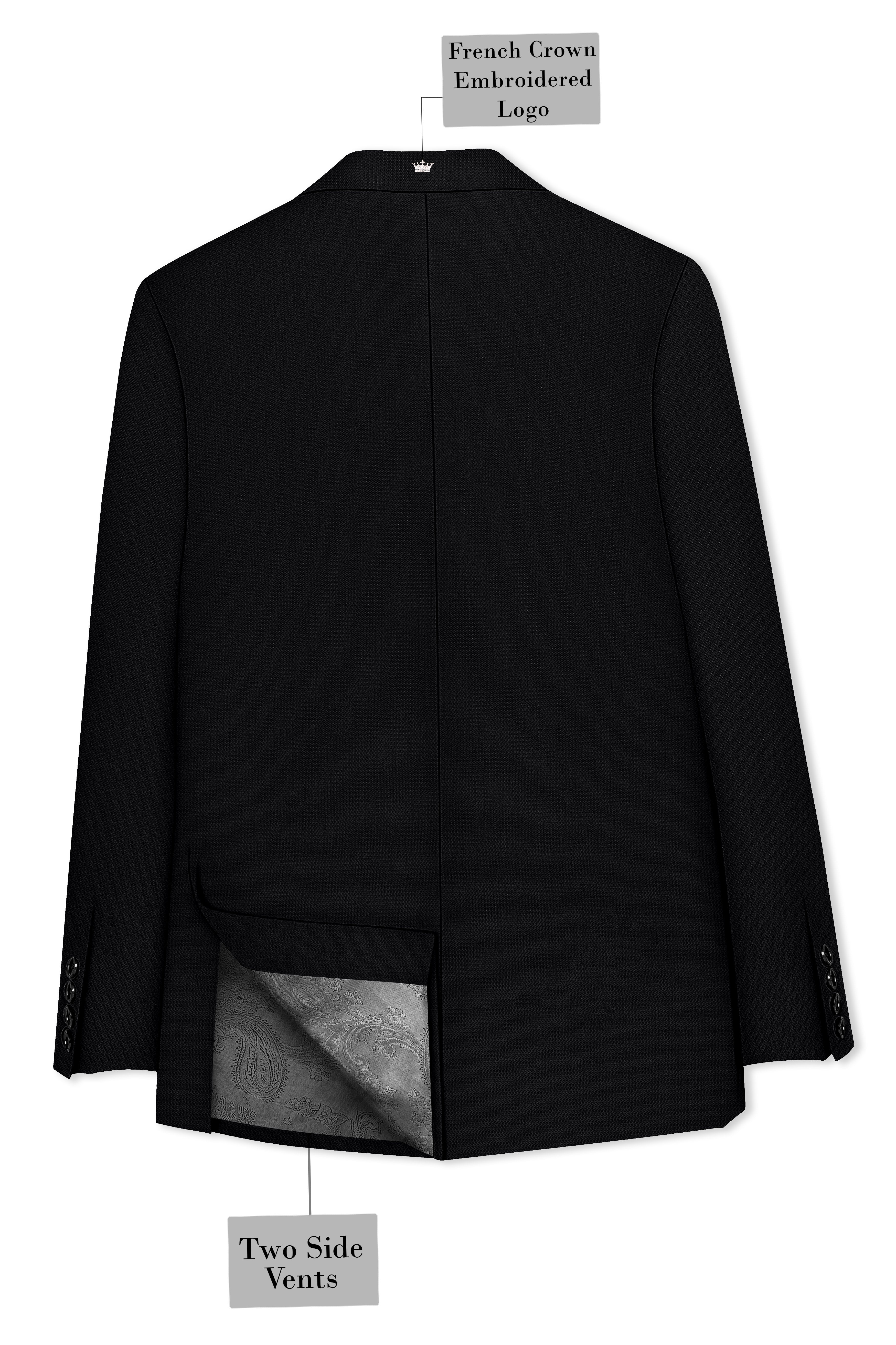 Regal-Jade Black Diamond Textured Wool Rich Slight Stretch Single Breasted Suit
