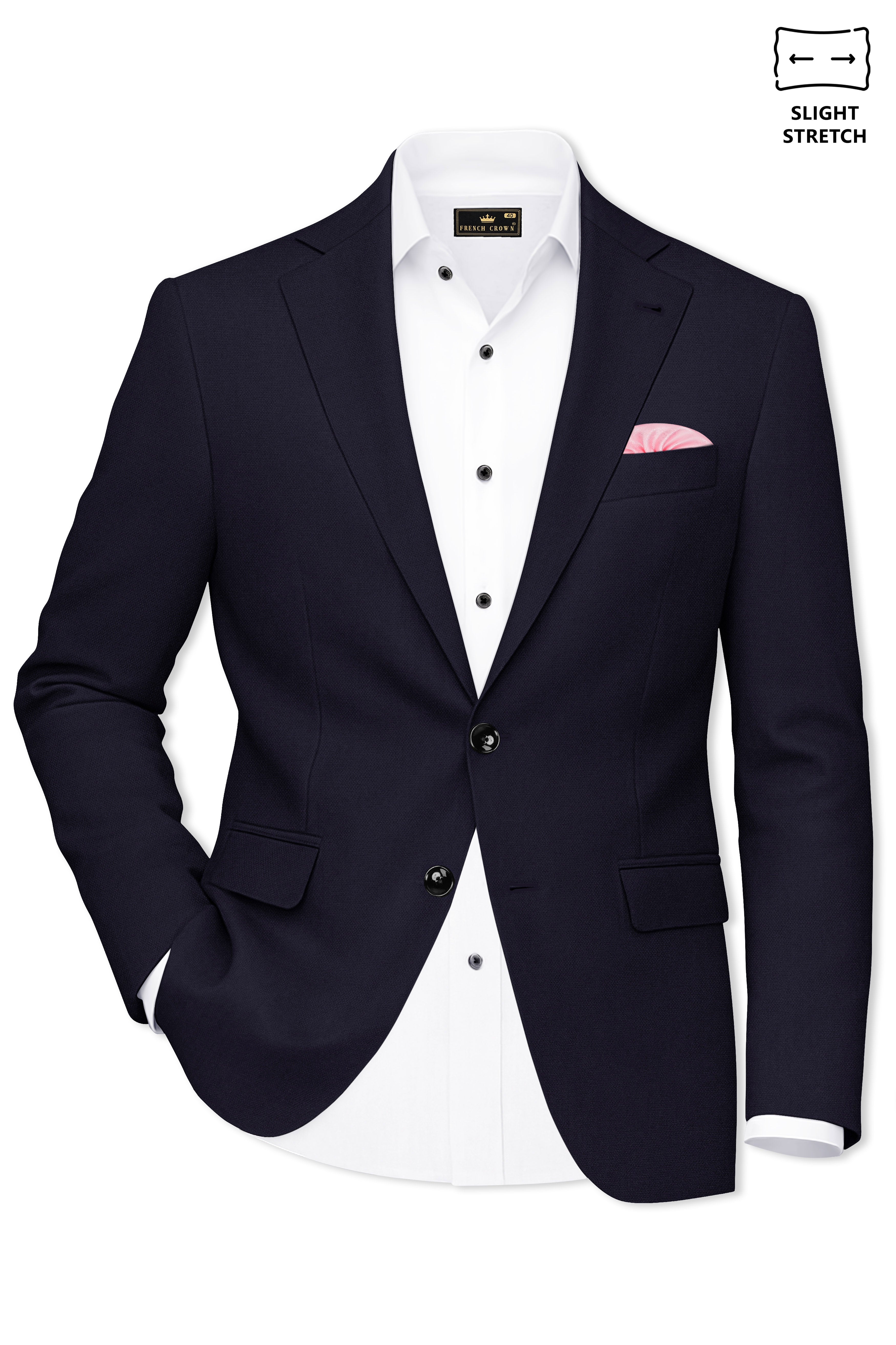 Monarch-Vulcan Blue Diamond Textured Wool Rich Slight Stretch Single Breasted Suit