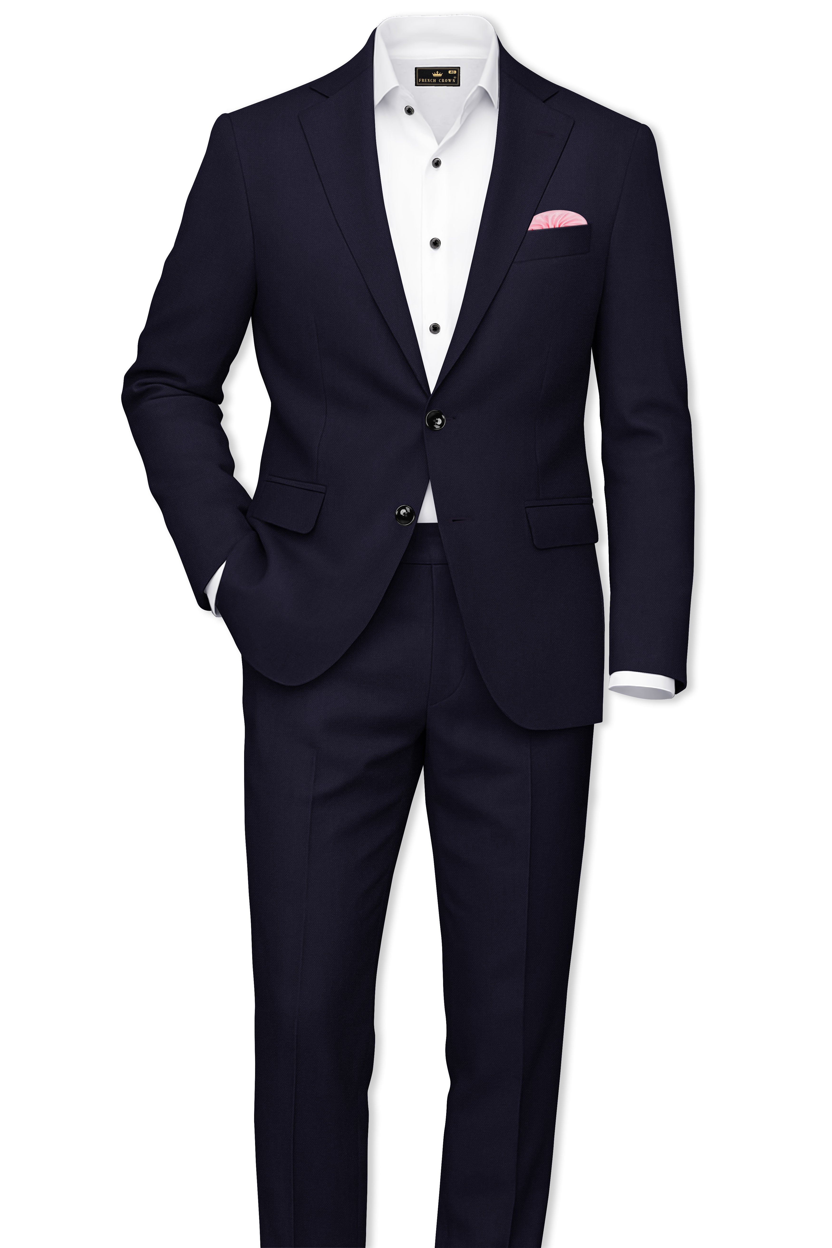 Monarch-Vulcan Blue Diamond Textured Wool Rich Slight Stretch Single Breasted Suit