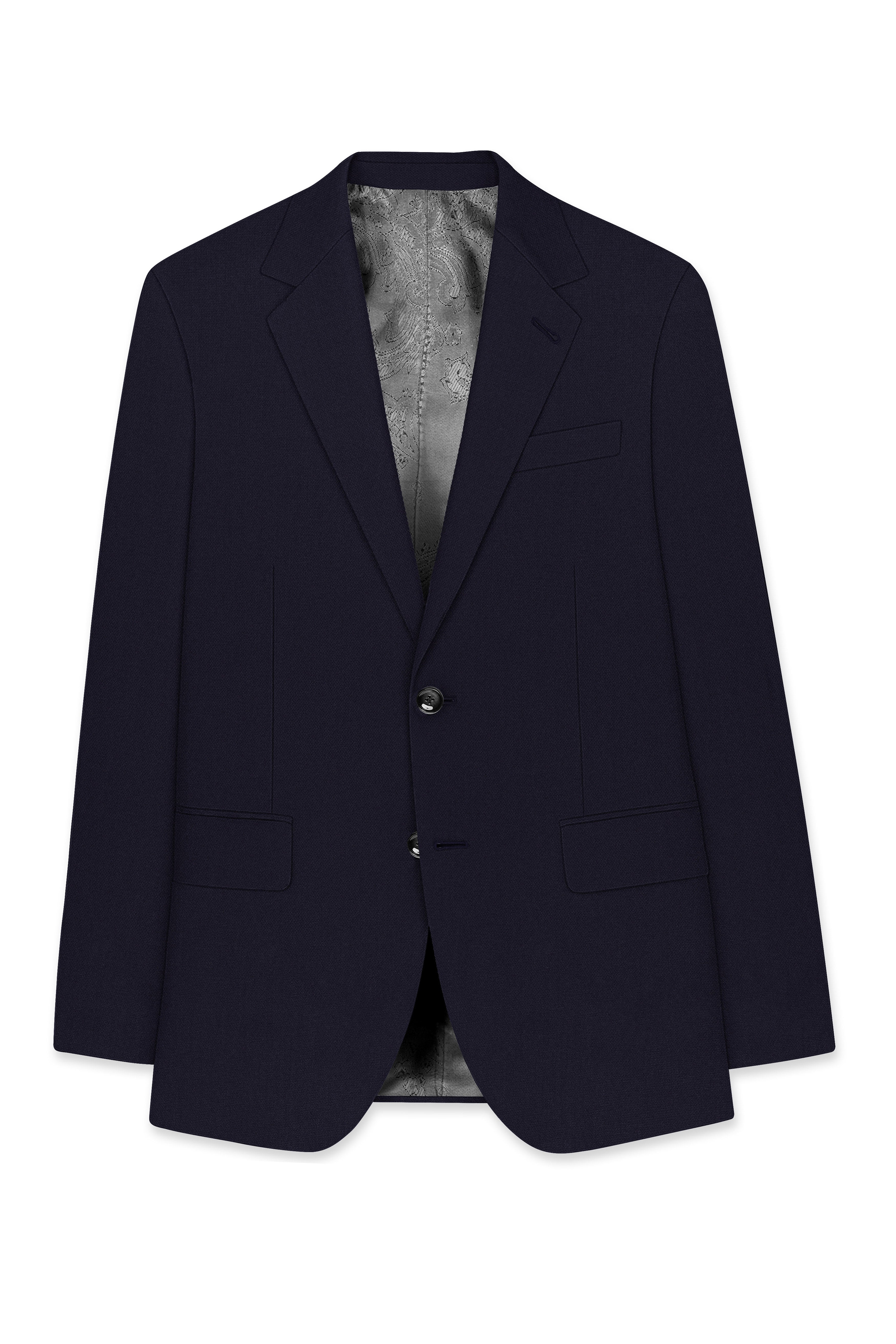 Monarch-Vulcan Blue Diamond Textured Wool Rich Slight Stretch Single Breasted Suit
