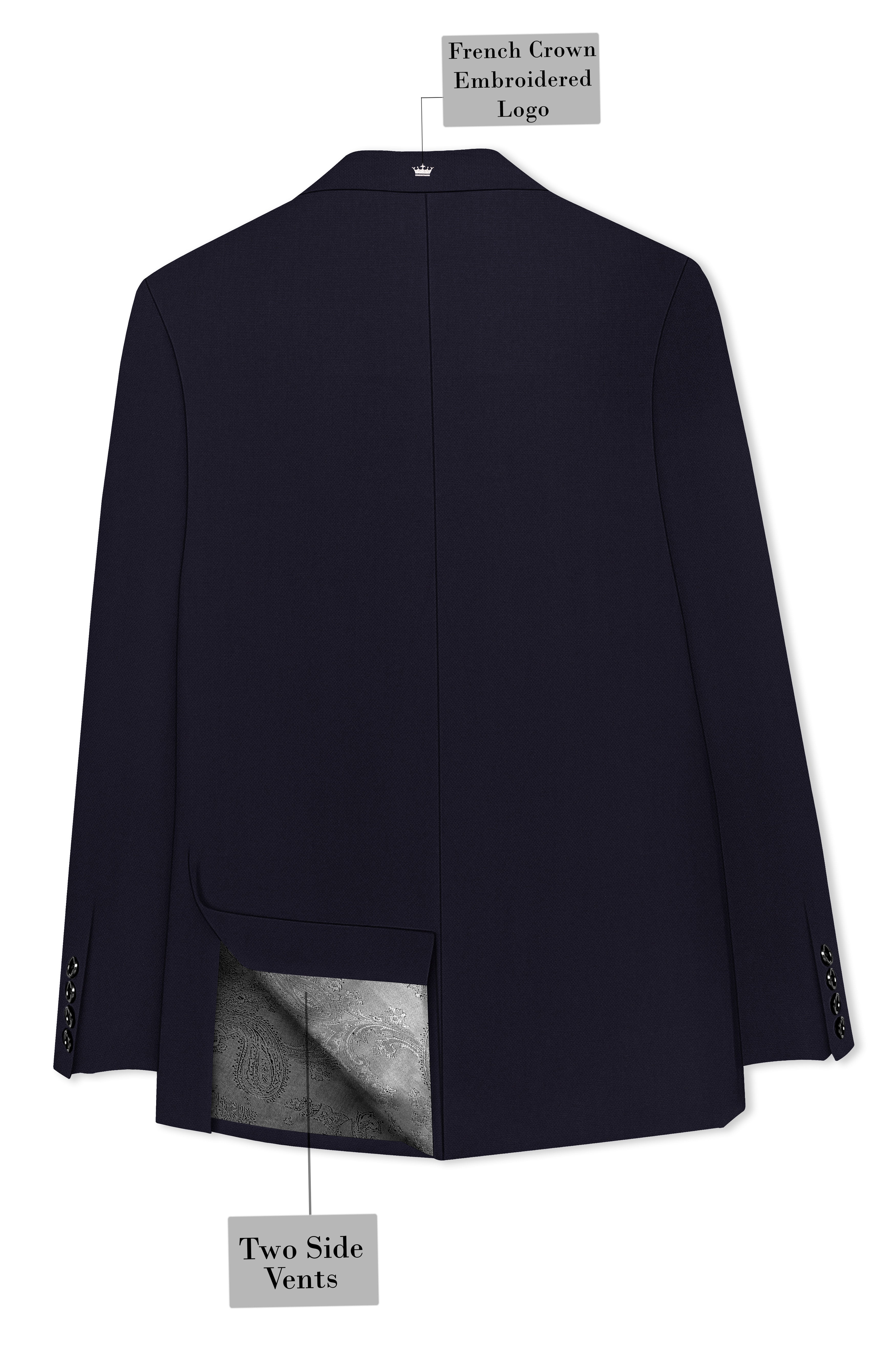 Monarch-Vulcan Blue Diamond Textured Wool Rich Slight Stretch Single Breasted Suit
