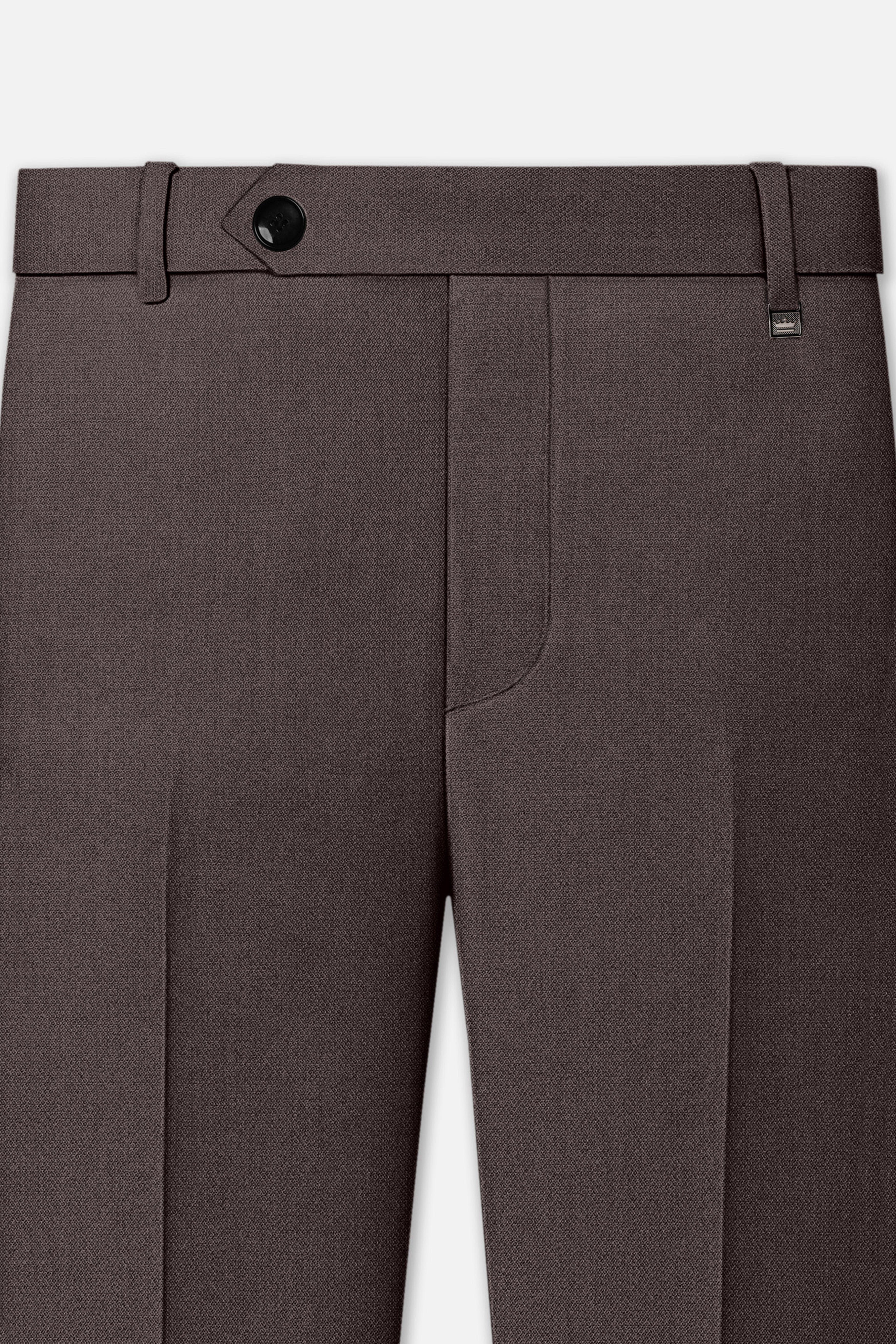 Estate-Fuscous Brown Diamond Textured Wool Rich Slight Stretch Single Breasted Suit