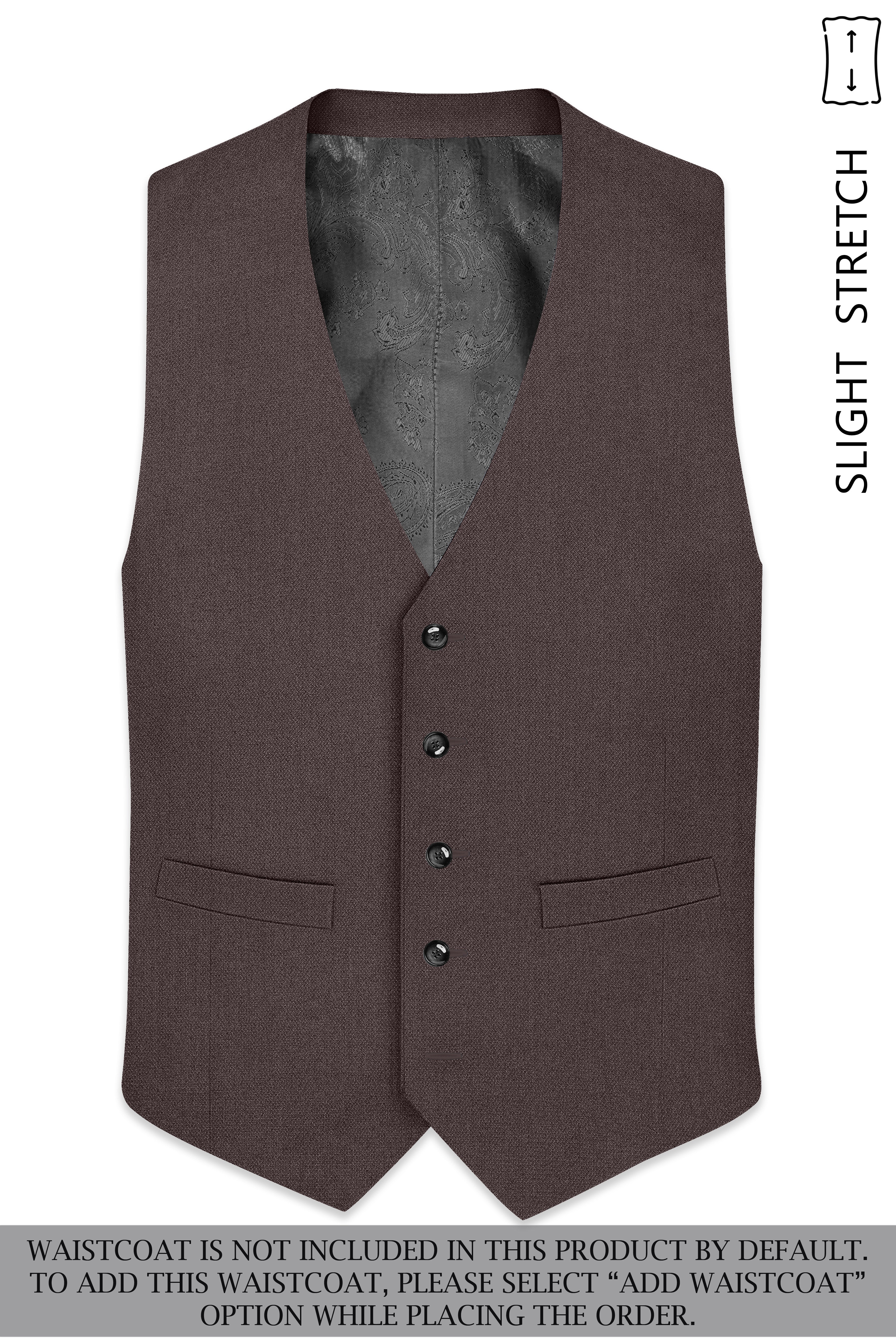 Estate-Fuscous Brown Diamond Textured Wool Rich Slight Stretch Single Breasted Suit