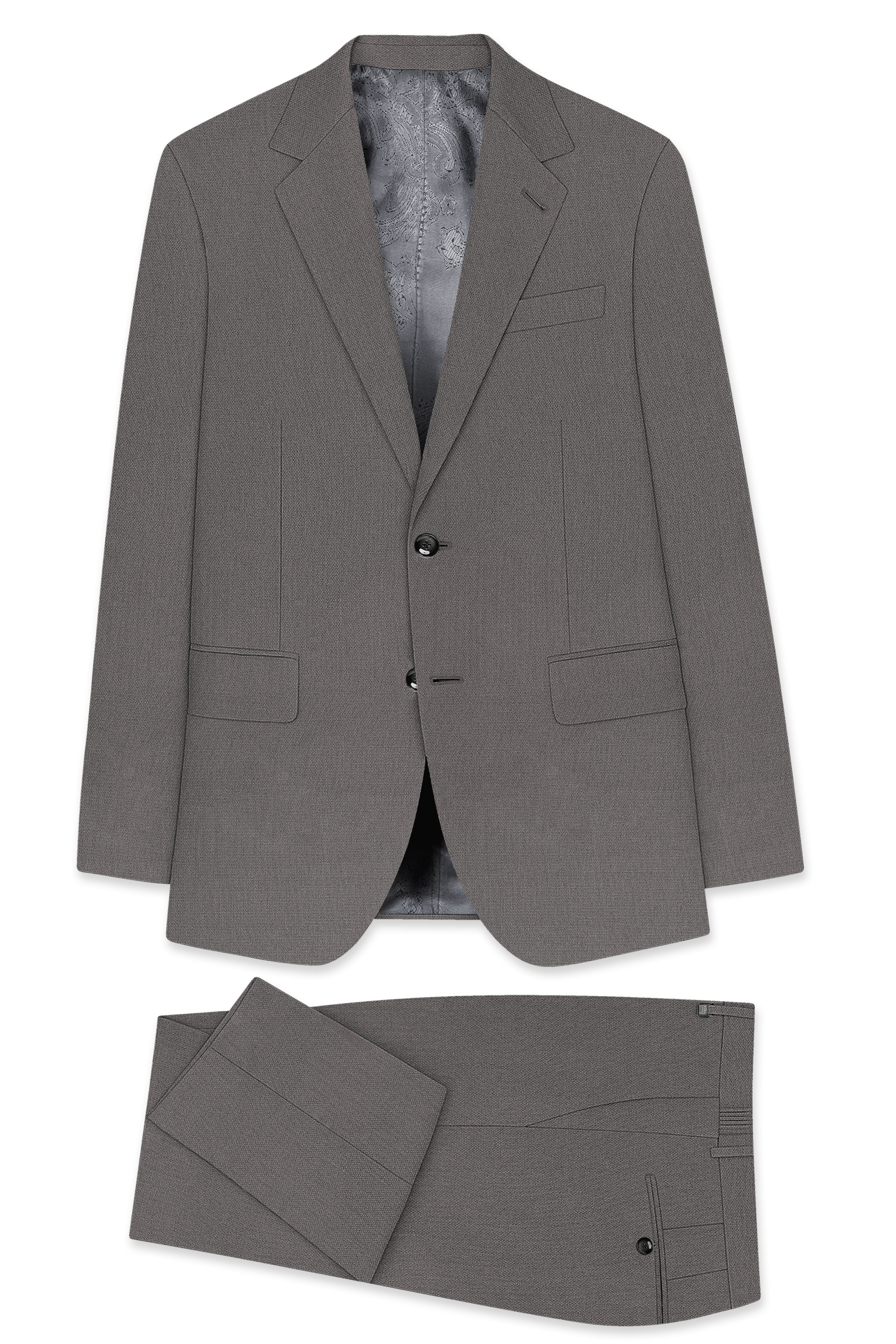 Sterling-Ironside Gray Diamond Textured Wool Rich Slight Stretch Single Breasted Suit