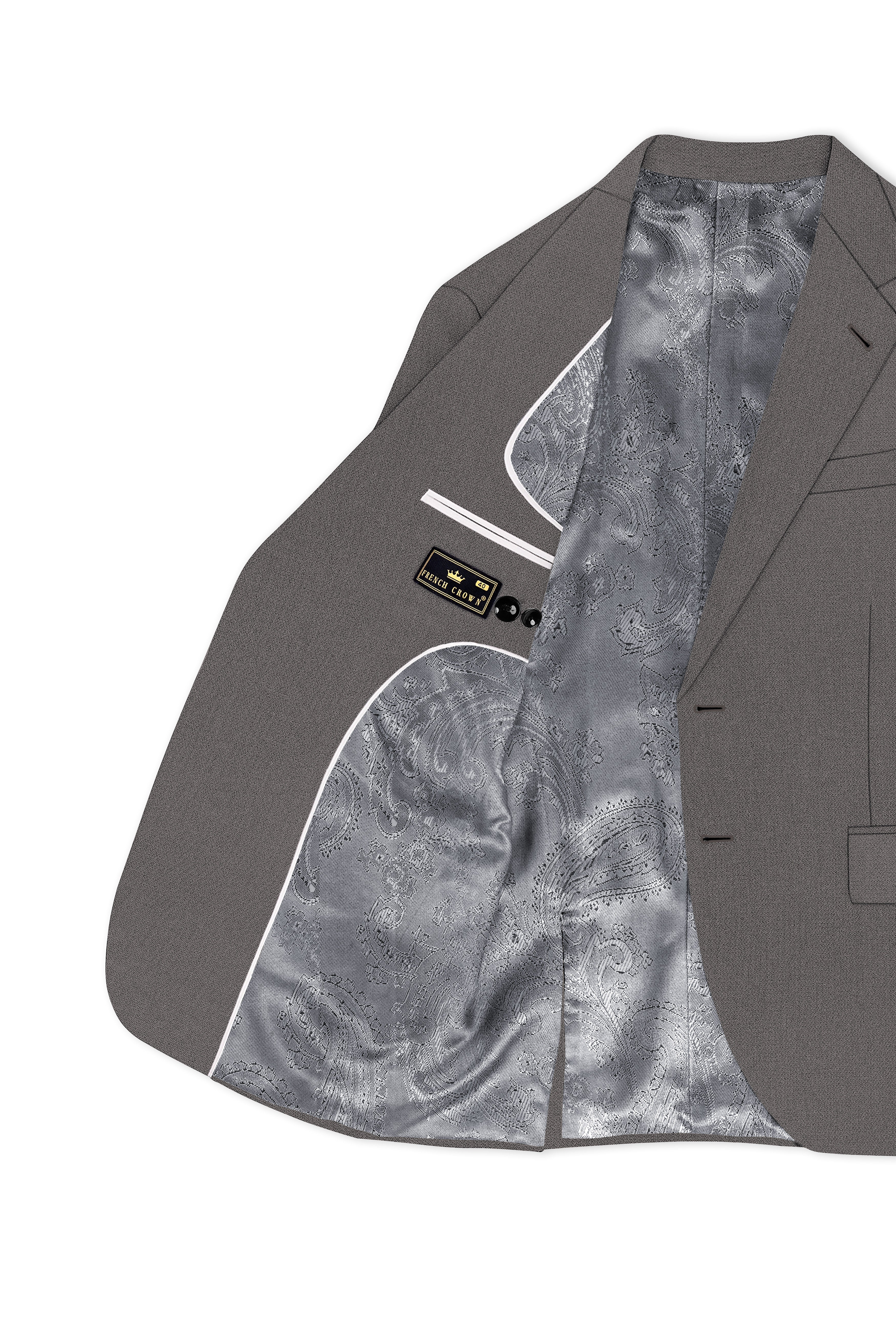 Sterling-Ironside Gray Diamond Textured Wool Rich Slight Stretch Single Breasted Suit