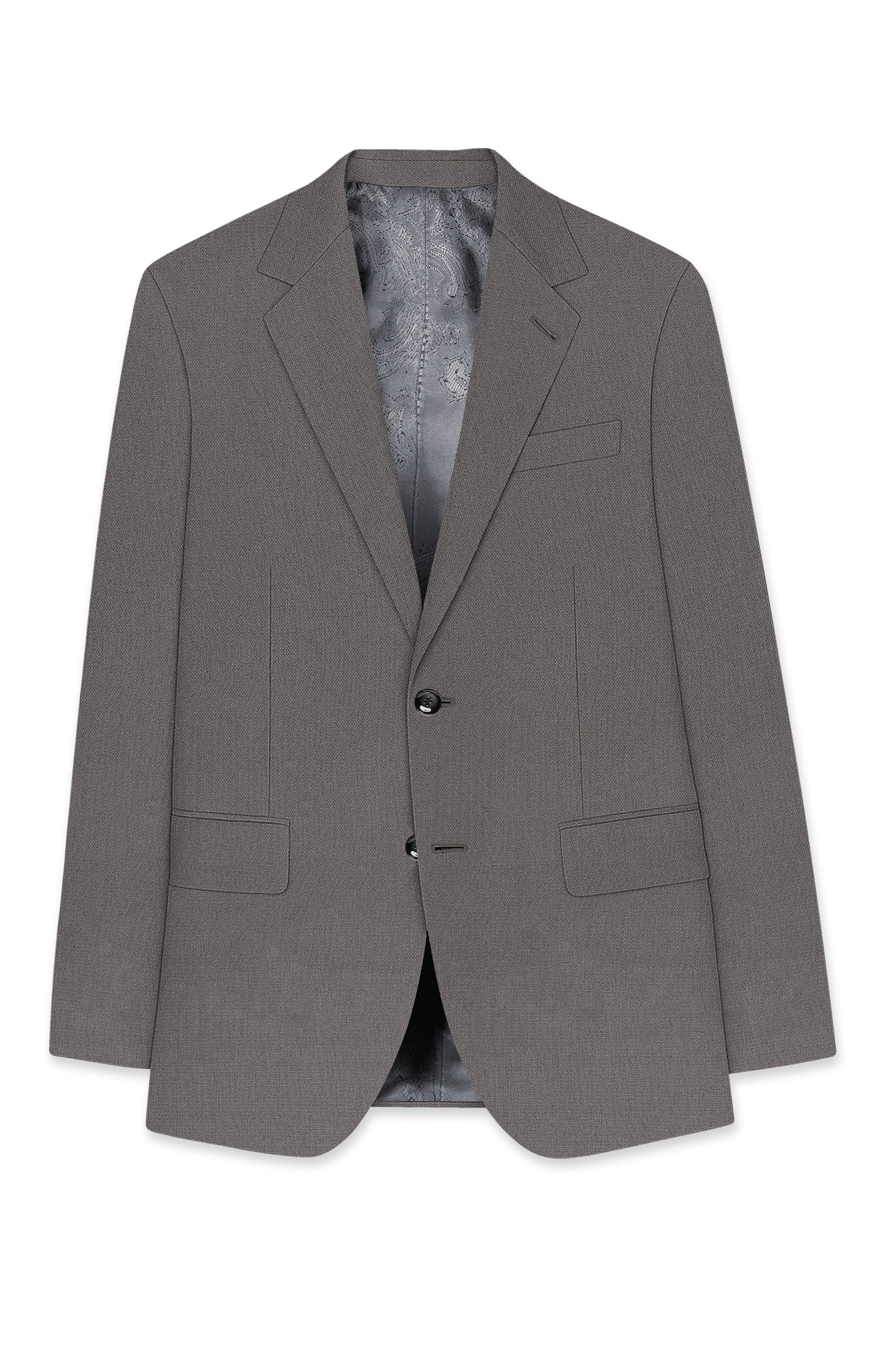 Sterling-Ironside Gray Diamond Textured Wool Rich Slight Stretch Single Breasted Suit