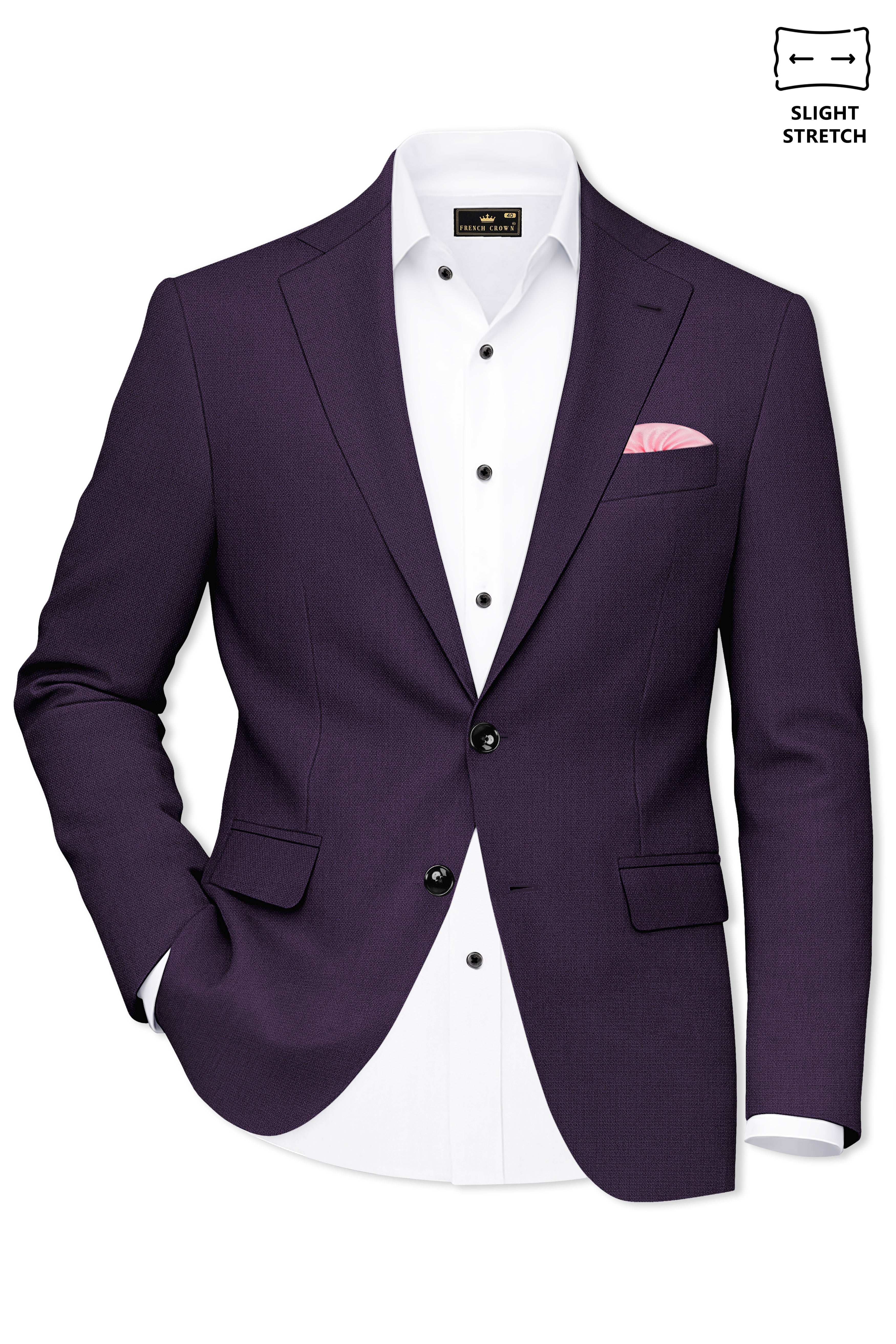 Opulent-Bastille Purple Diamond Textured Wool Rich Slight Stretch Single Breasted Suit
